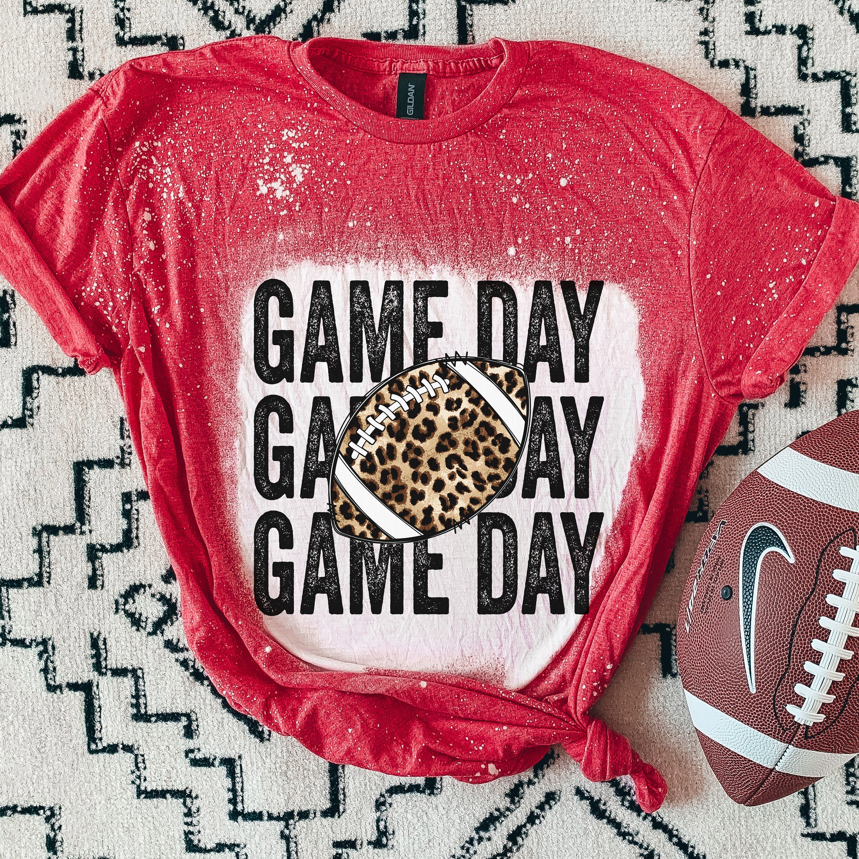 Football Shirt- Game Day Football Shirt- Bleached Sports Shirt - Leopard Football Shirt - Bleached Football Shirt - Bleached Tee