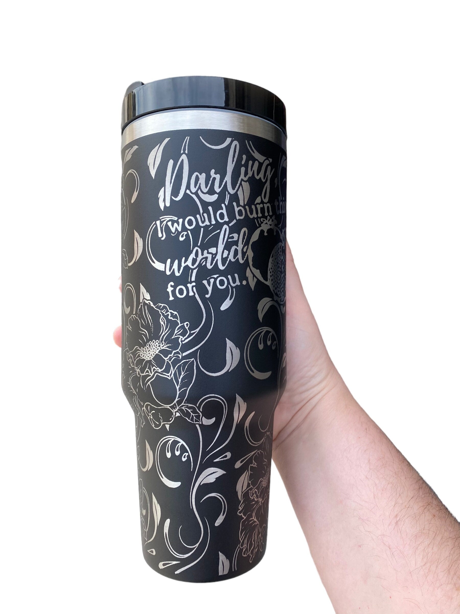 Darling I Would Burn the World For you Tumbler- Hades & Persephone Love Book Engraved Tumbler - Booktok Engraved Cup - Custom Engraved Cup