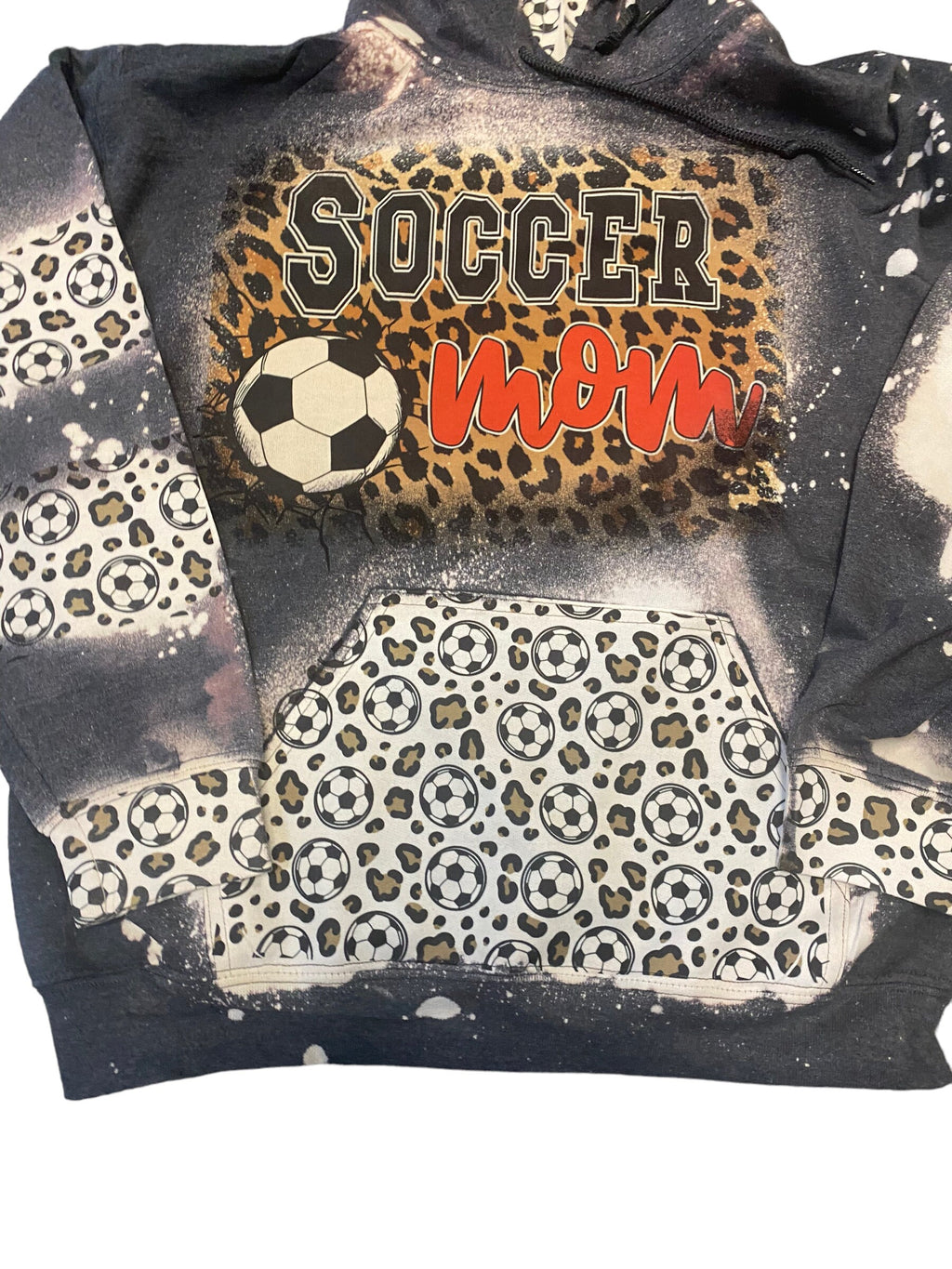 Soccer Mom Bleached Hoodie -  Custom Soccer Heart with Names on Sleeve - Bleached Hoodie - Custom Hoodie - Soccer Shirt Sweatshirt
