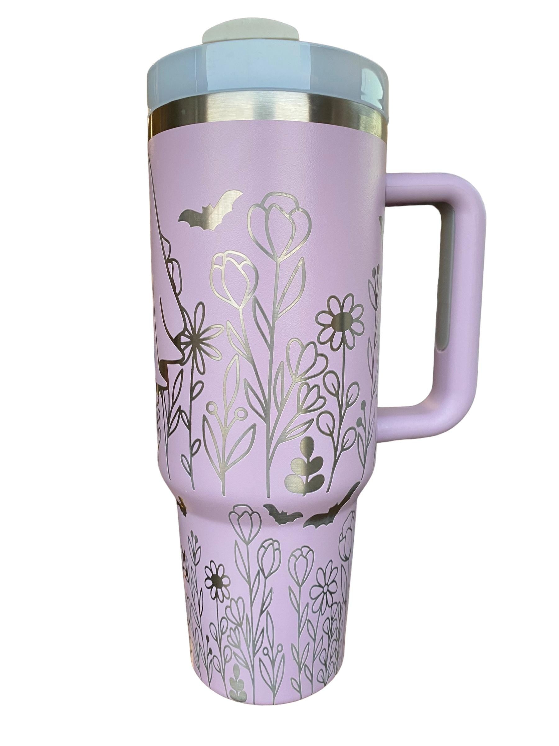 Cute Halloween Tumbler - Cute Ghost Halloween Engraved Tumbler - 40oz Engraved Tumbler - Halloween Cup - Ghosts and Flowers Tumbler