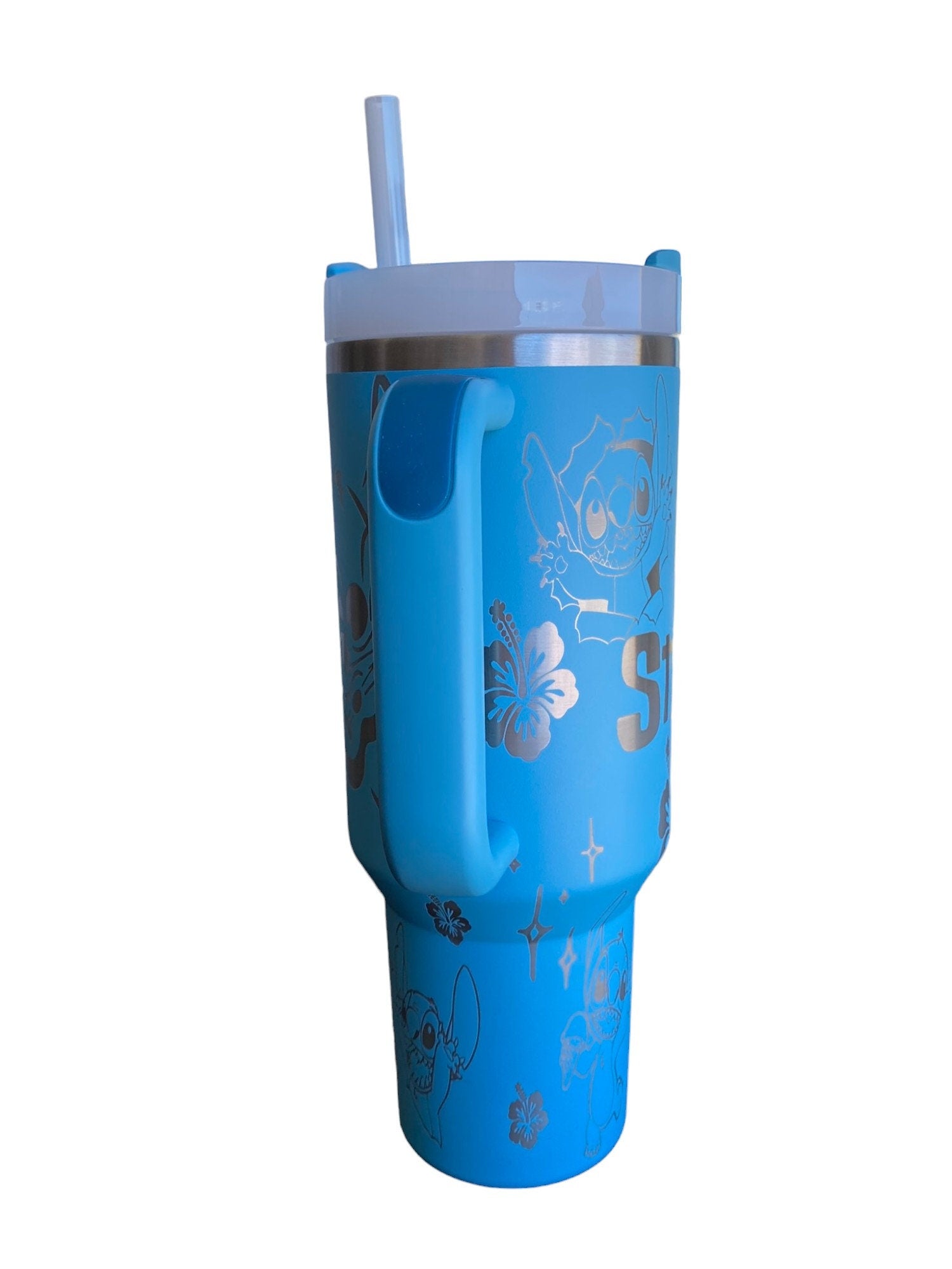 Blue Alien Cup - Custom Engraved Cup  - 40oz tumbler with handle