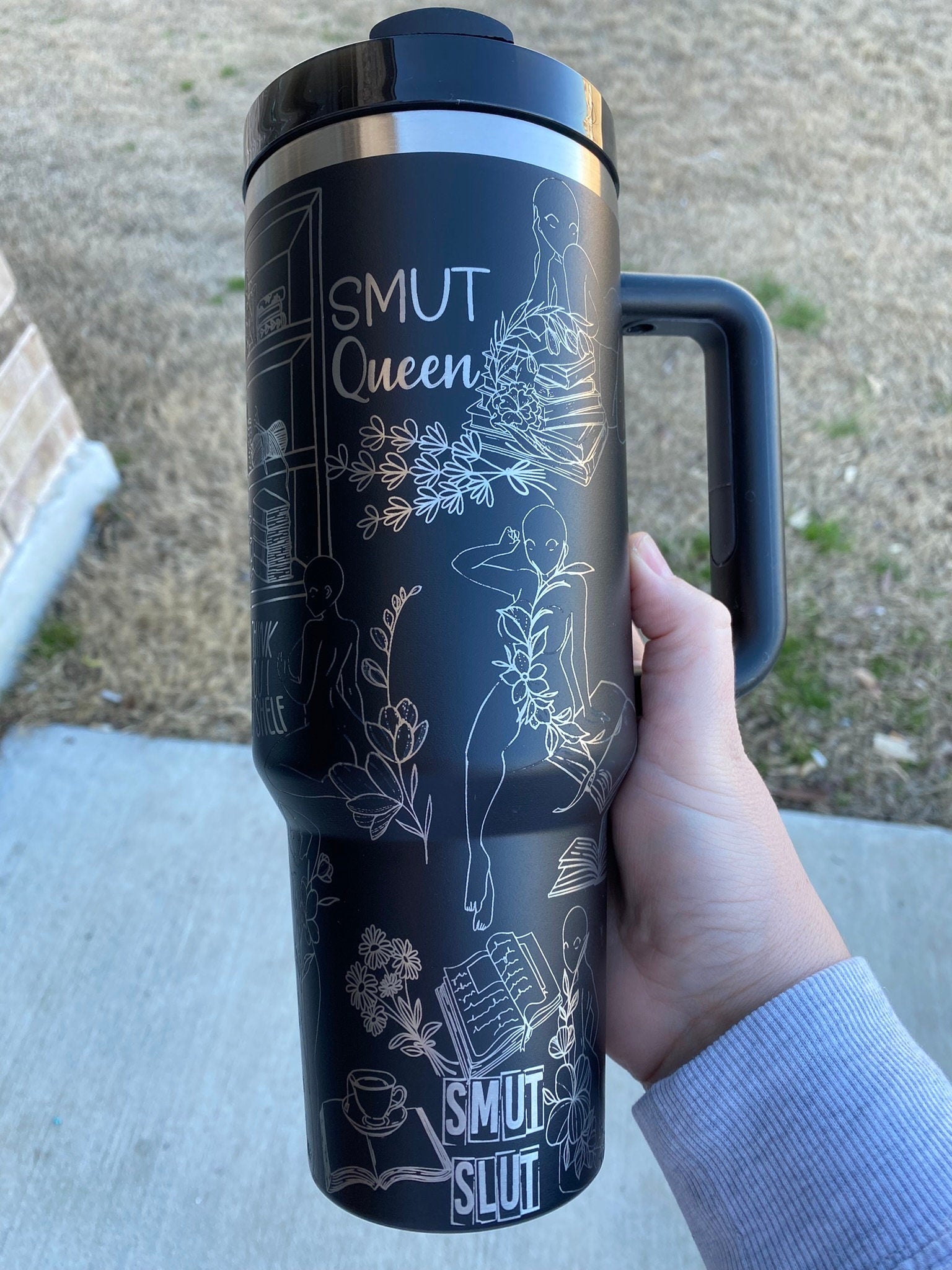 Smutty Reader Engraved Cup - Custom Engraved Cup  - 40oz tumbler with handle - Spicy Romance Book Theme Tumbler