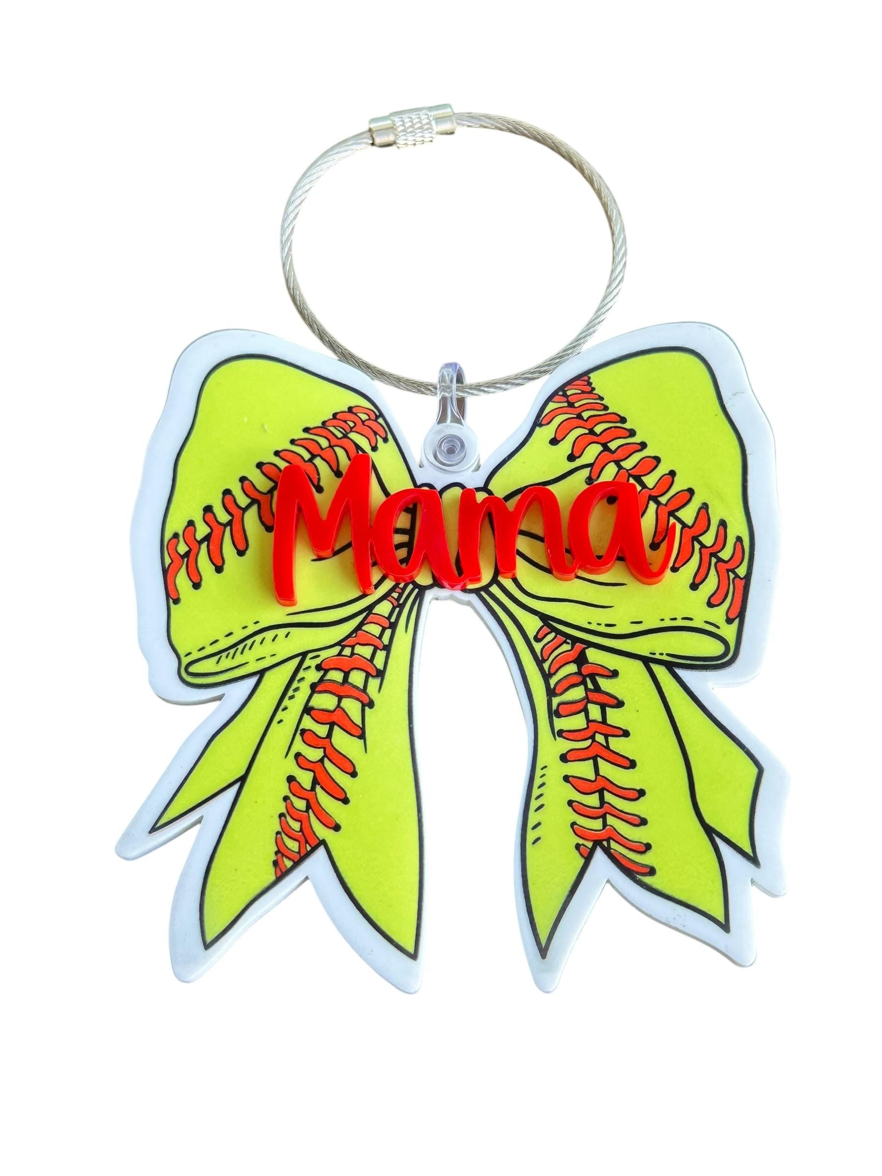 Custom Sport Bow Bag Tags- Purse Charm - Bag Charm Personalized Name Baseball Keychain - Baseball Team Gift - Tag - Bag Tag - Name keychain