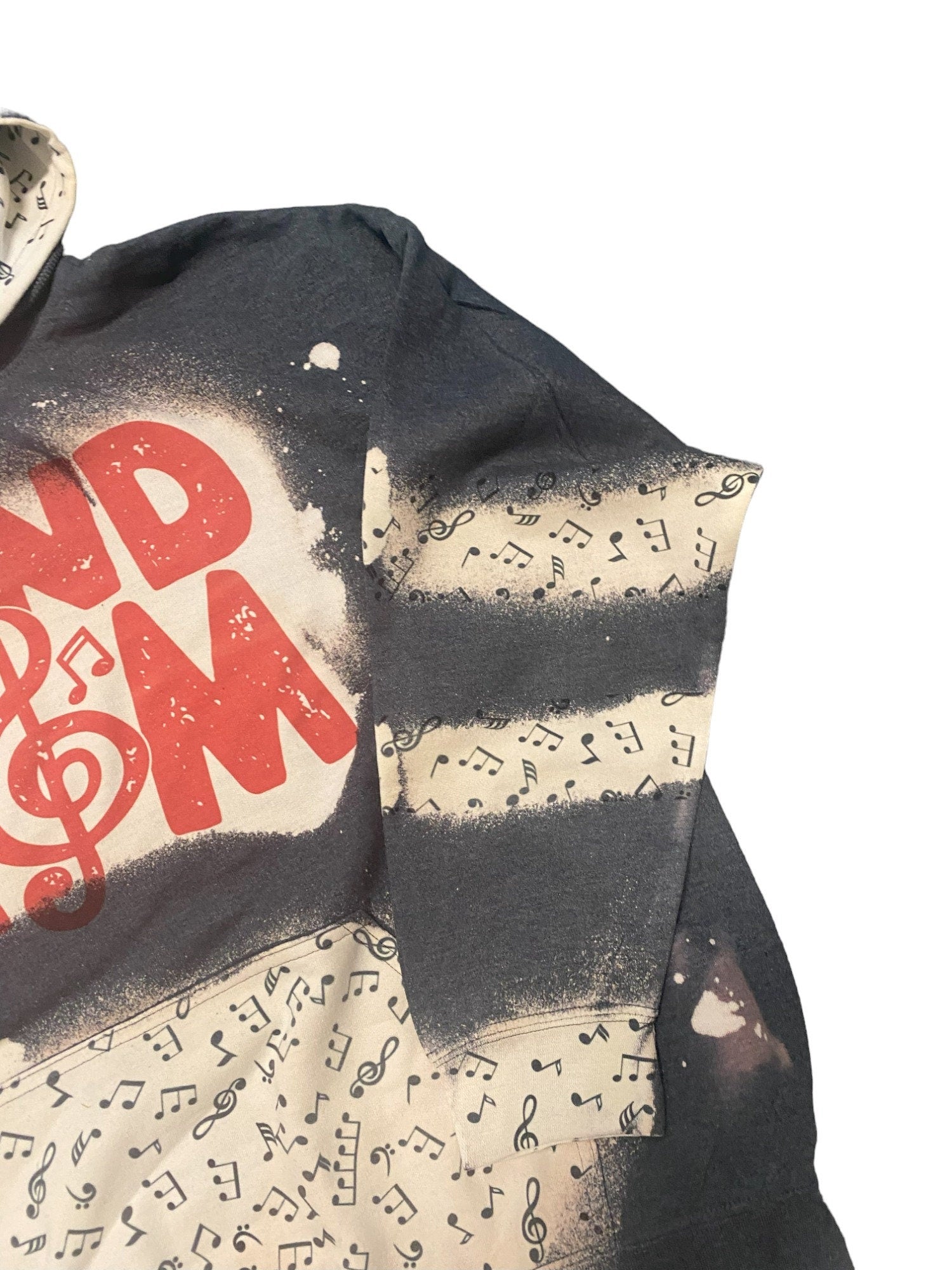Band Mom Bleached Hoodie -  Custom Band  hoodie heart with Names on Sleeve - Bleached Hoodie - Custom Hoodie - Band mom Shirt Sweatshirt