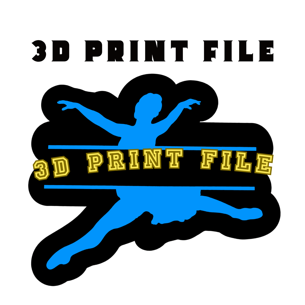 Split Dancer 3D Print File | Personalized Dance Name Sign STL | Cheer & Dance Team Digital Download