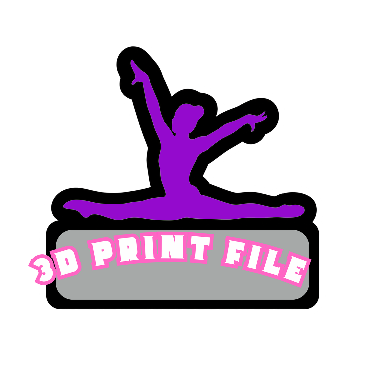 Gymnastics Pompom Stick 3D Print File | Personalized Gymnast Name Design | STL & 3MF Digital Download | Gymnastics Team Spirit Gift
