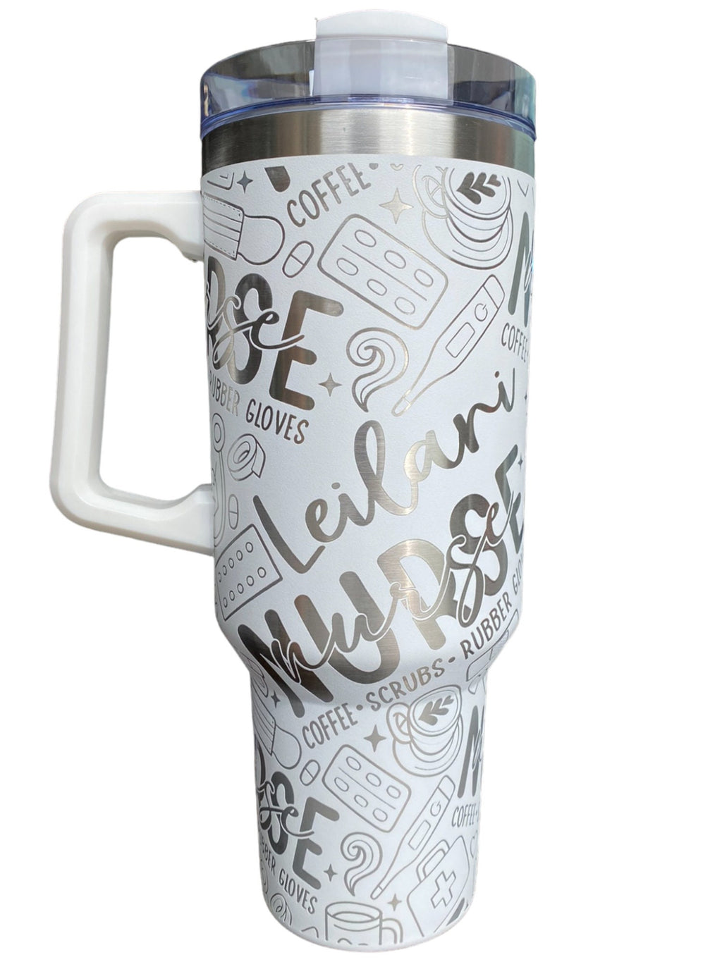 Nurse Tumbler - Engraved Nursing Staff tumbler - 40oz tumbler with handle - Custom RN Tumbler
