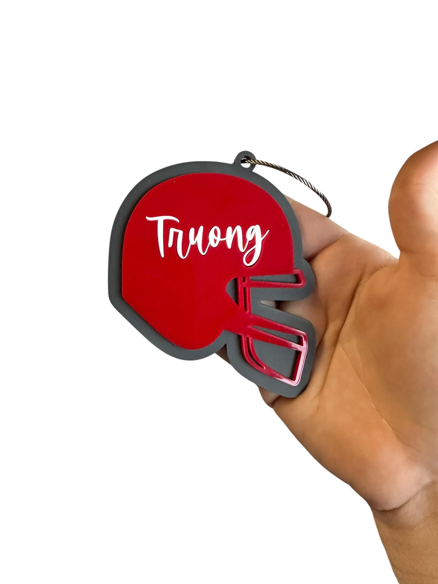 Custom Football Helmet Bag Tag for Players - Personalized Name Football Keychain - Football Team Gift - Ball Bag Tag  - Name keychain