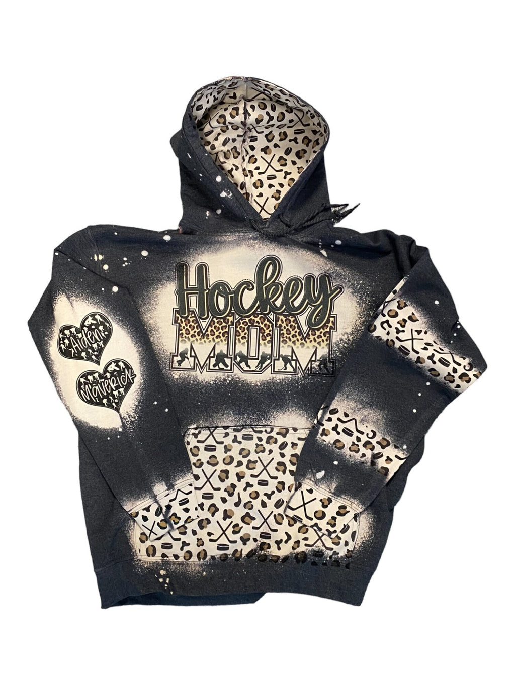 Hockey Mom Bleached Hoodie - Custom Color Hockey hoodie -Hockey Mom Sweatshirt, Bleached Sweatshirt, Hockey Mom Shirt Personalized Hockey