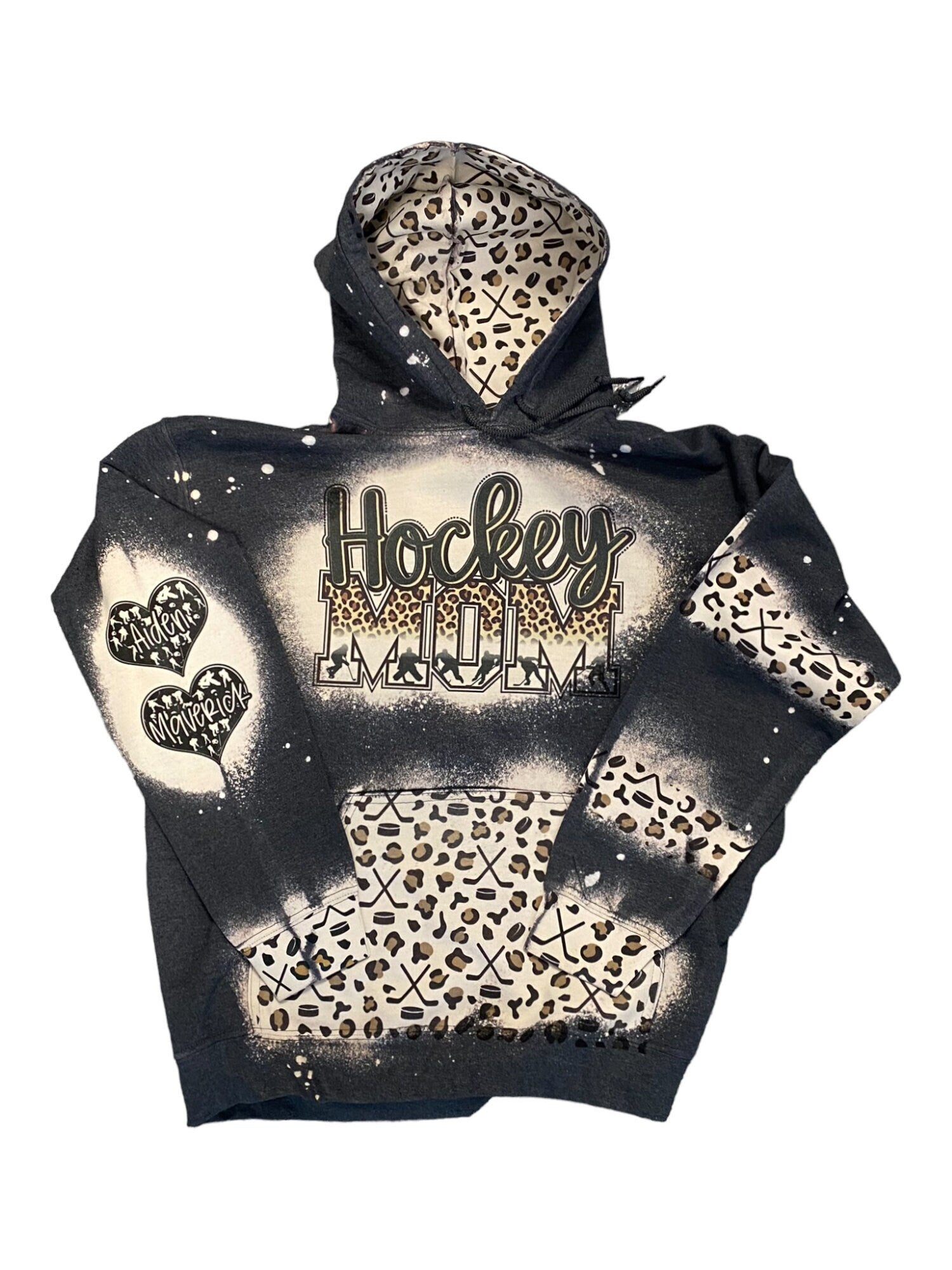 Hockey Mom Bleached Hoodie - Custom Color Hockey hoodie -Hockey Mom Sweatshirt, Bleached Sweatshirt, Hockey Mom Shirt Personalized Hockey