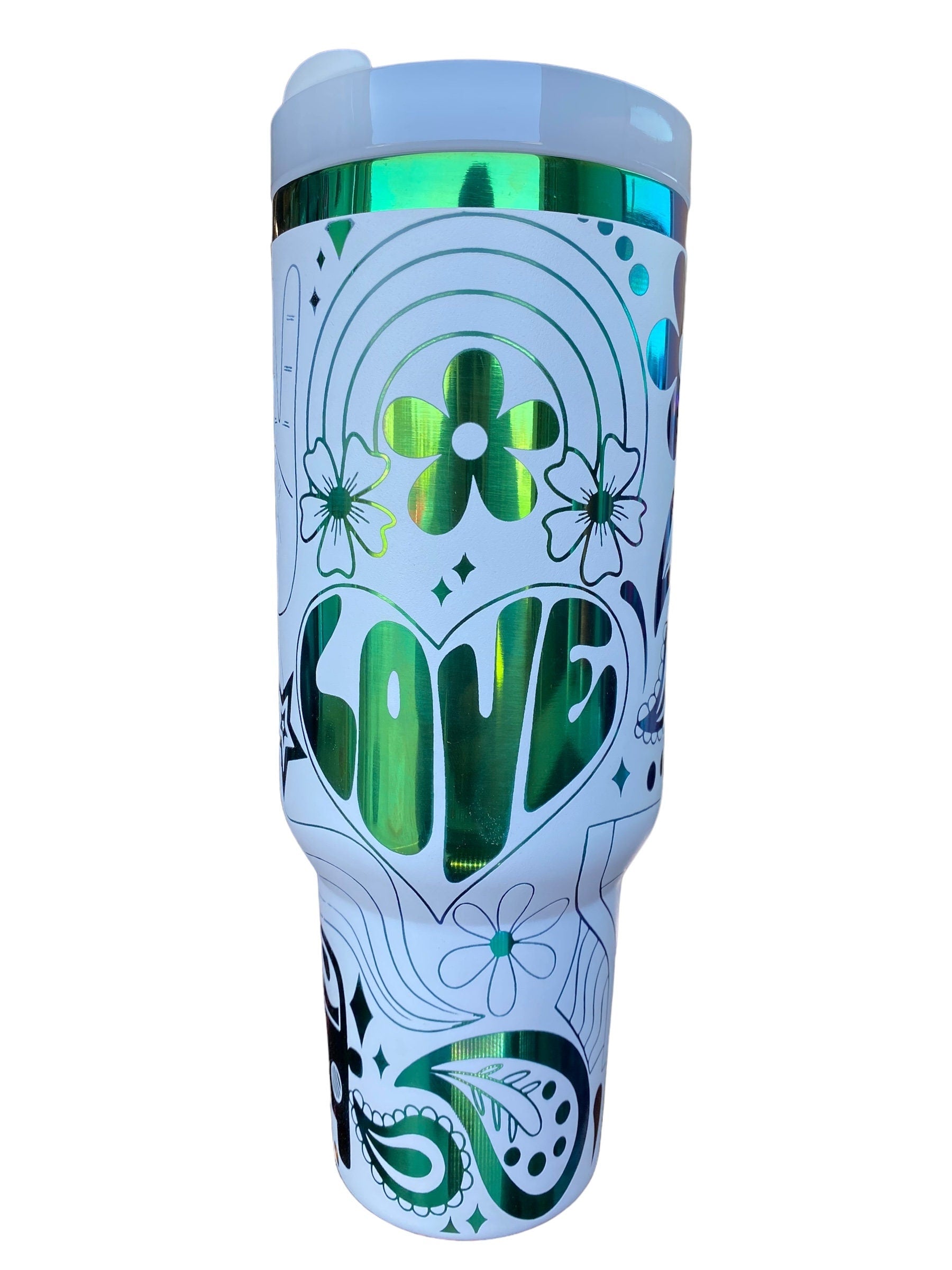 Peace and Love Tumbler - 70oz Tumbler - Hippy Tumbler - Rainbow Love tumbler - engraved Tumbler - 40oz tumbler