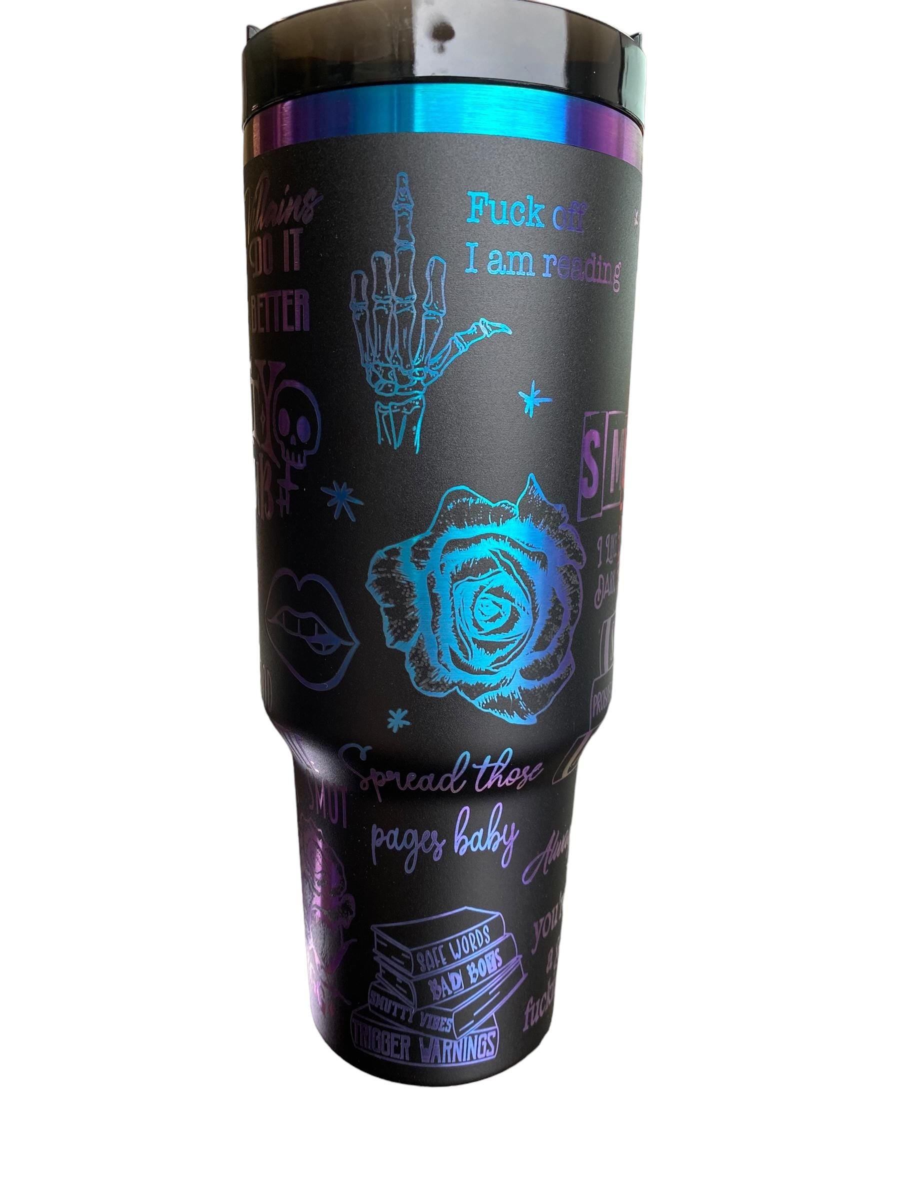 Smutty Book Club Tumbler -  Engraved Cup - Custom Engraved Cup  - 40oz tumbler with handle - Dark Romance Book Theme Tumbler