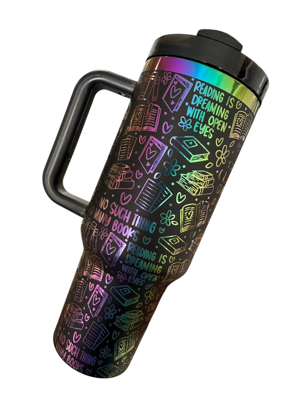 Bookworm's Dream Holographic Tumbler | Reading Is Dreaming With Open Eyes | Book Lover Gift
