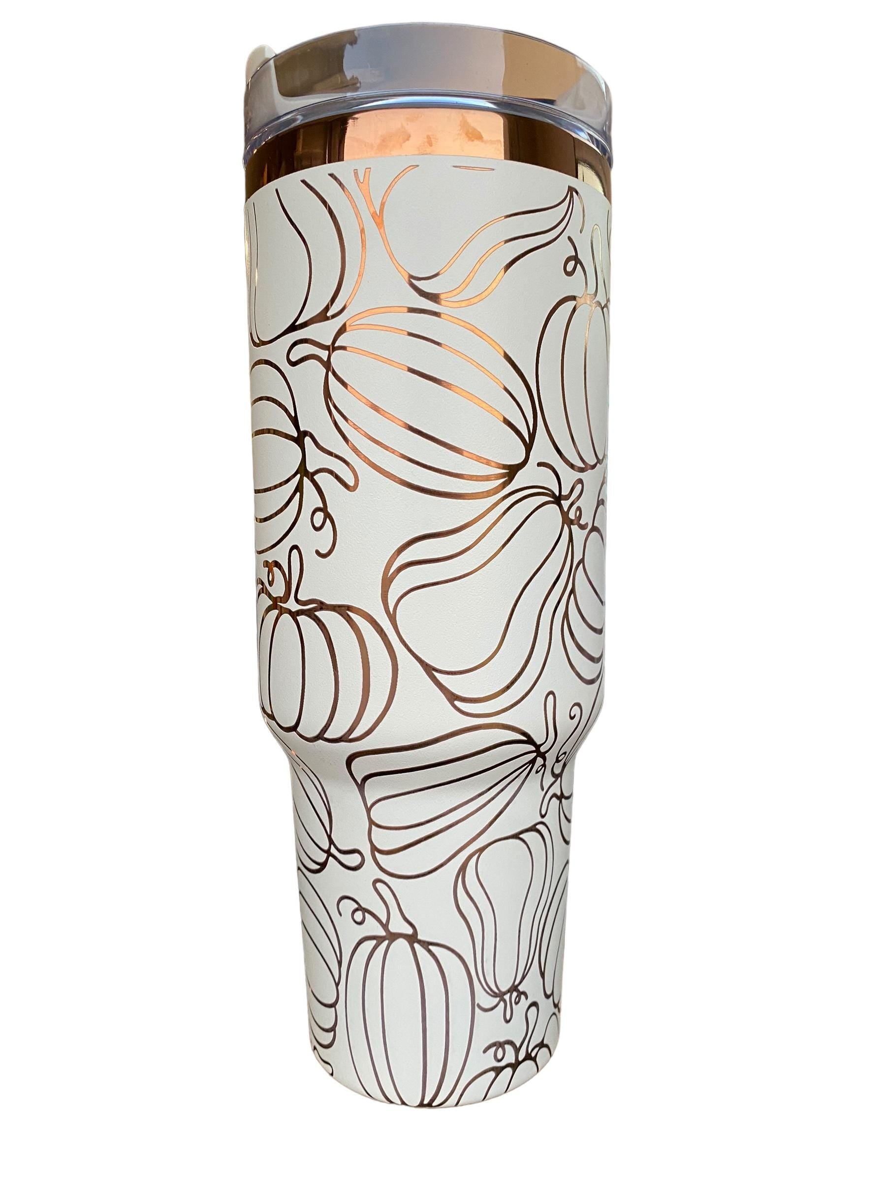 Pumpkin Spice Tumbler - Pumpkin Burst Cup - Fall tumbler -Copper and Cream Fall Tumbler Cup - Engraved Fall Tumbler - Autumn Tumbler
