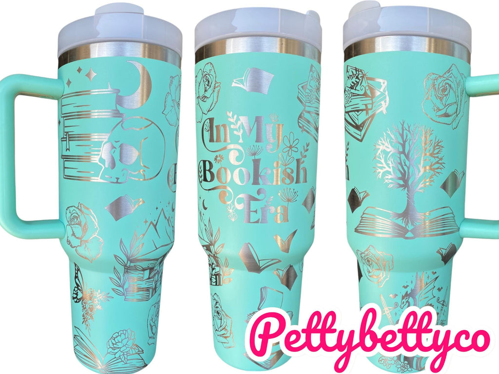 In My Bookish era Tumbler - Just a Girl Who Loves Books Engraved Cup - Book Community Custom Engraved Cup  - 40oz - Reading Theme Tumbler