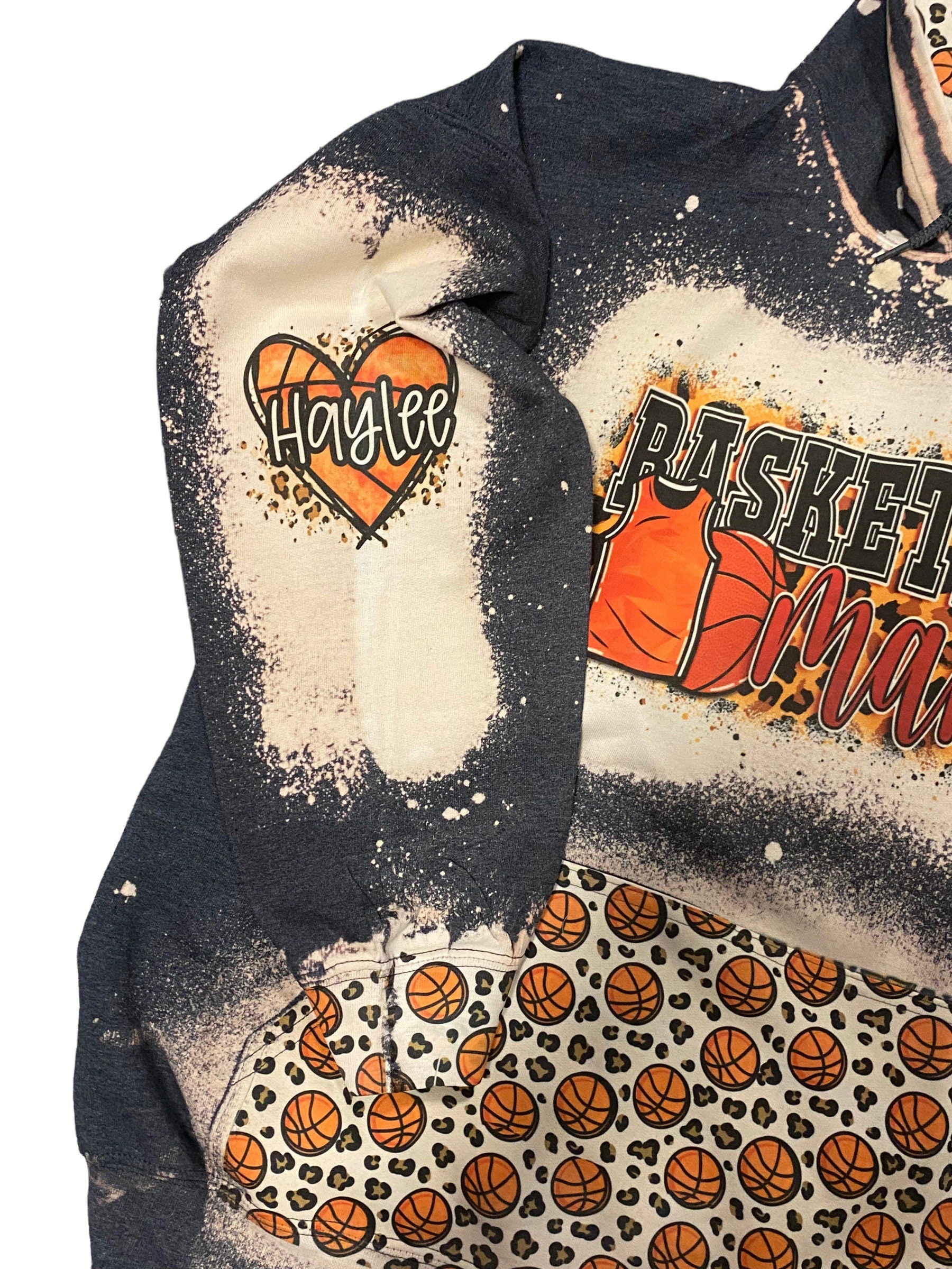 Basketball Hoodie - Custom Basketball Bleached Hoodie - Basketball Mama Shirt - Custom Sport Hoodie