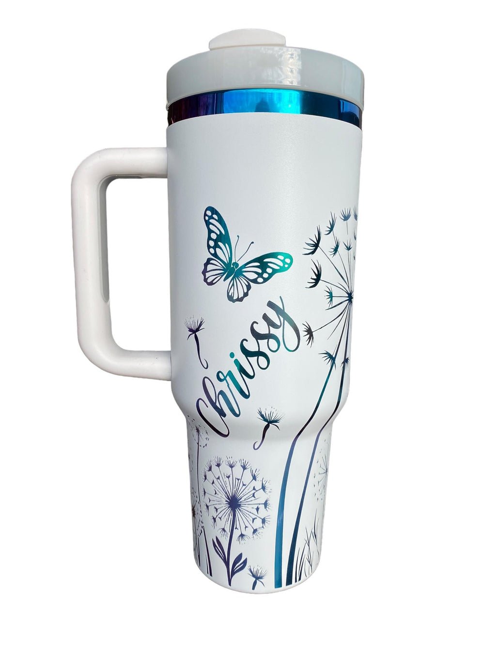 Butterfly and dandelion Tumbler - 40oz tumbler - Personalized Engraved Tumbler - Laser engraved, Floral tumbler, Custom 40oz tumbler