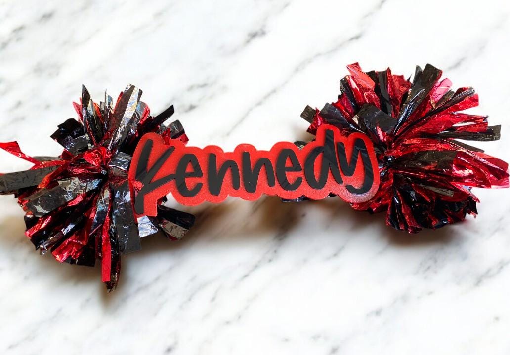 Maroon and Silver Custom Cheer Stick  -Game Day Signs - Pom Pom Sign - Custom Cheer Stick - Personalized Name Cheer Sign - Pom Poms