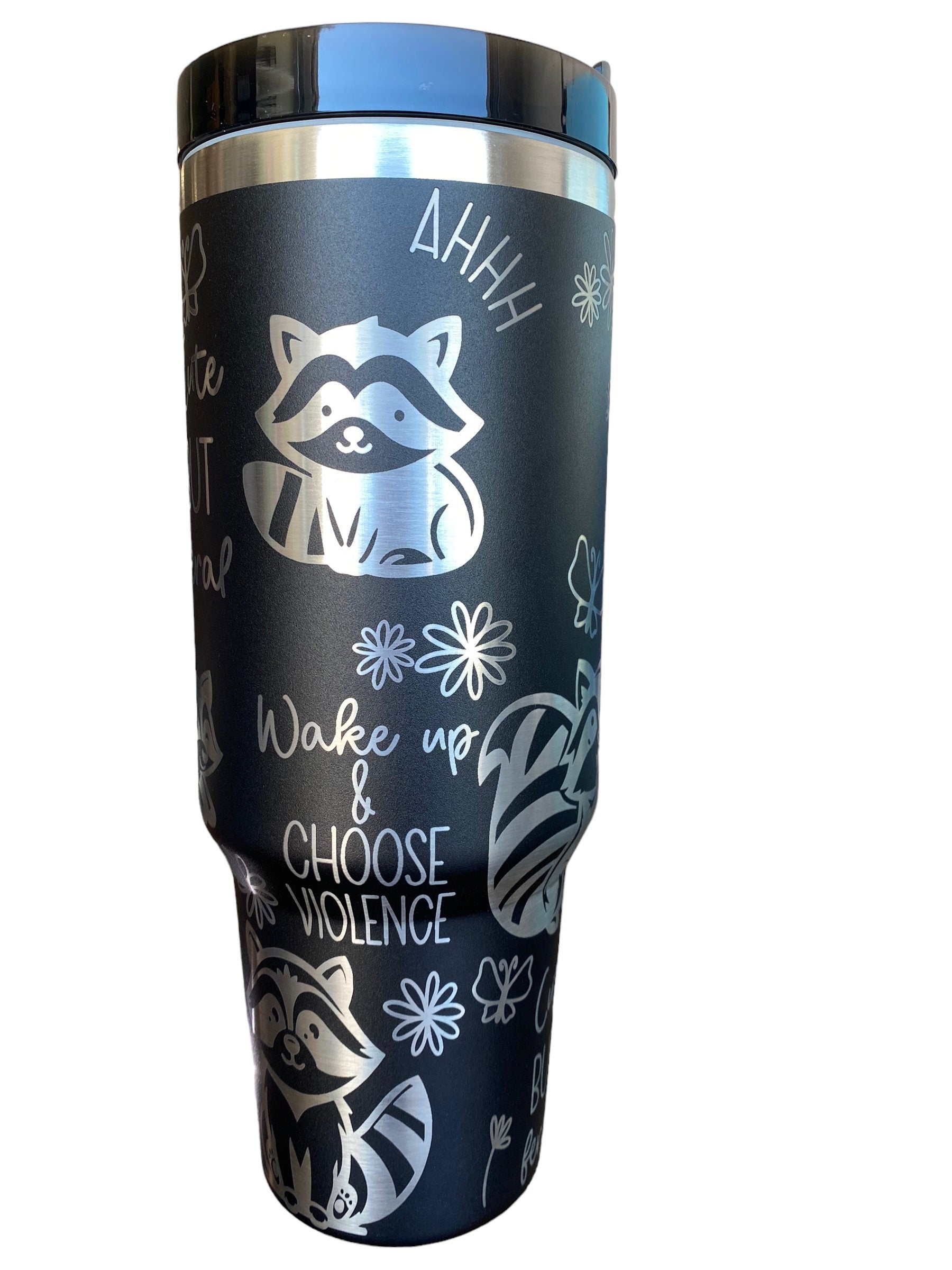 Racoon Tumbler - Cute but Feral Tumbler- Trash Panda 40oz tumbler, Racoon Engraved Tumbler, funny Racoon Gift, Laser engraved