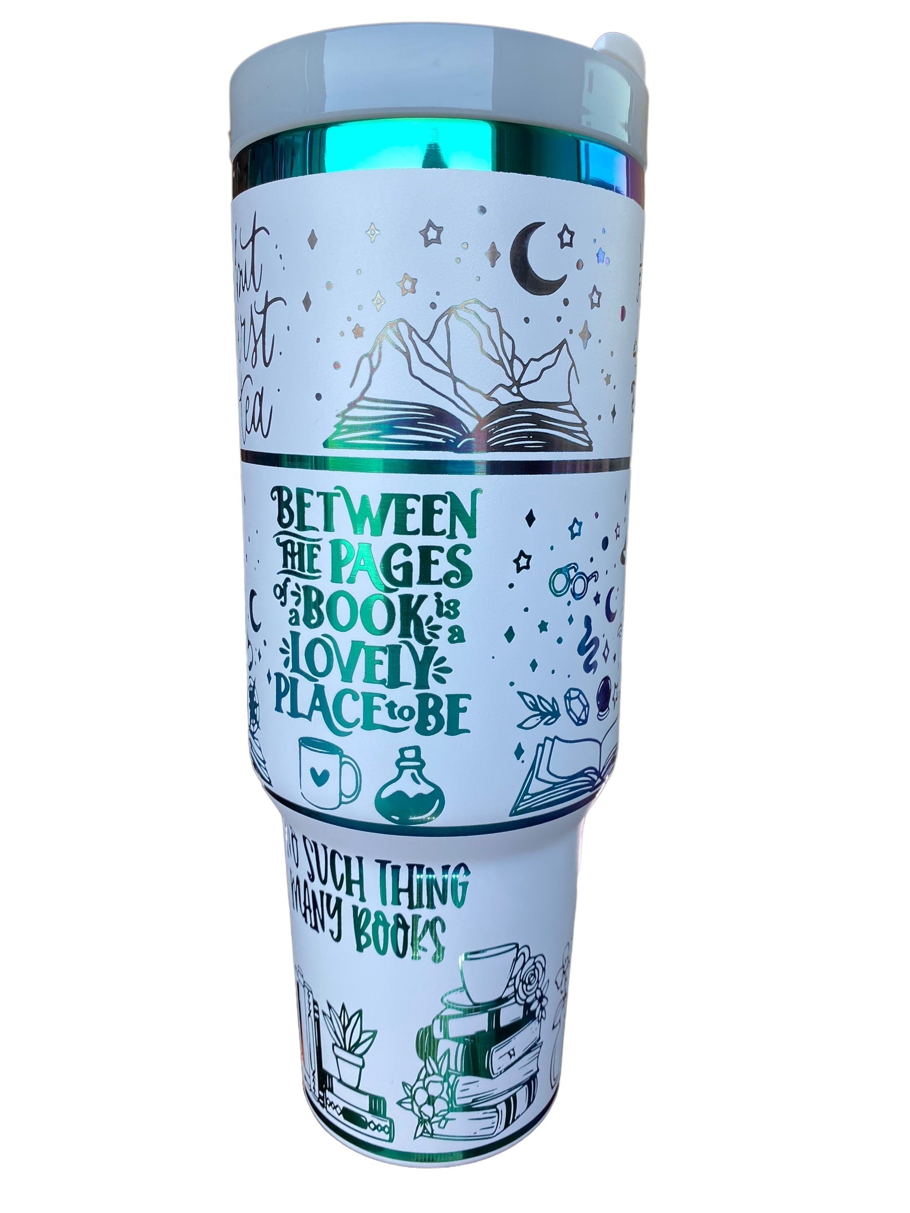 Books Are Magic Tumbler- Fantasy Bookshelf Tumbler- engraved Tumbler - 40oz tumbler with handle