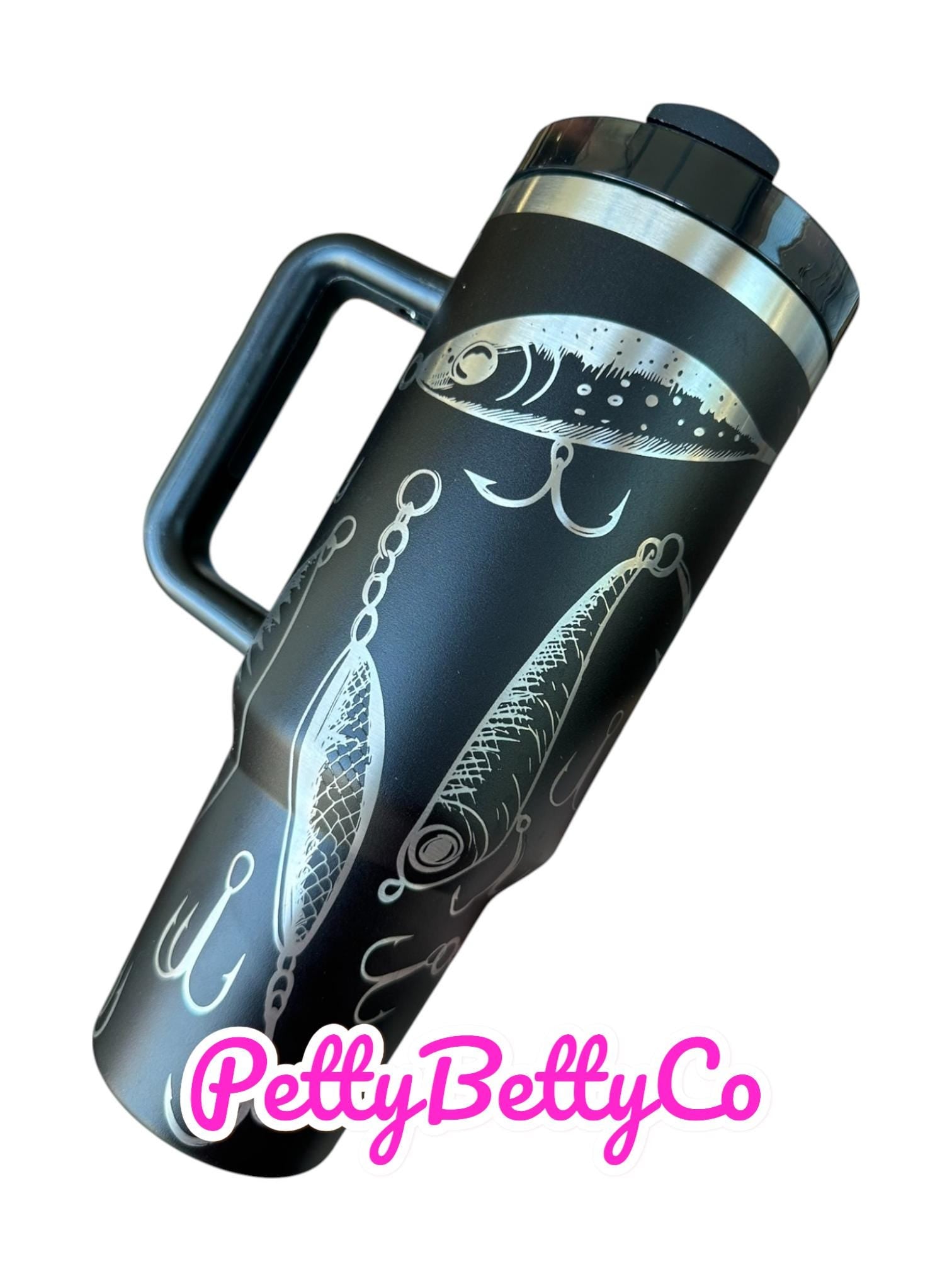 Fishing Tumbler Father's Day Gift, Personalized Fish Lure Cup for Dad, Custom 40oz Insulated Stainless Steel Fisherman Travel Mug
