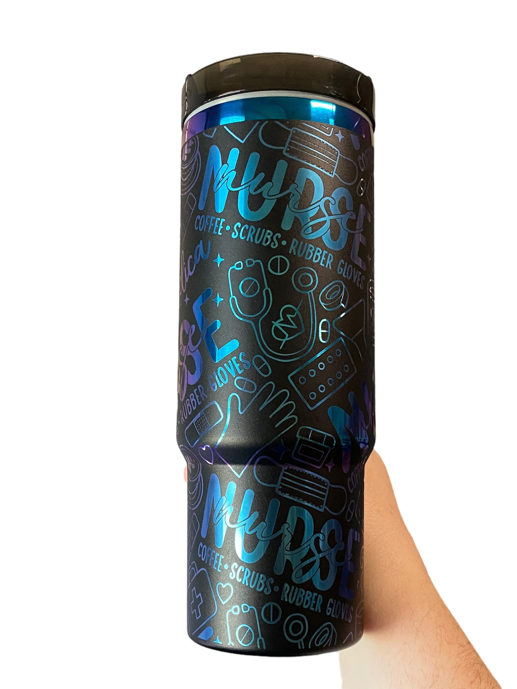 Nurse Tumbler - Engraved Nursing Staff tumbler - 40oz tumbler with handle - Custom RN Tumbler