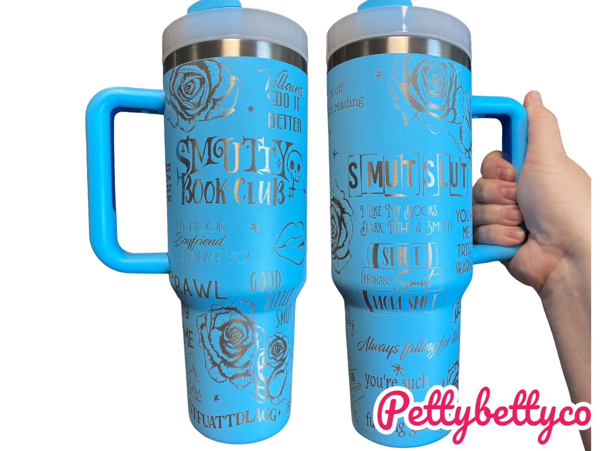 Smutty Book Club Tumbler -  Engraved Cup - Custom Engraved Cup  - 40oz tumbler with handle - Dark Romance Book Theme Tumbler
