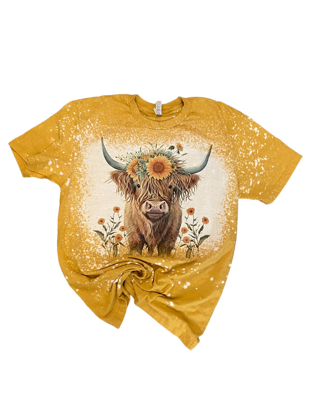Highland Cow Shirt - Cow and sunflower Shirt - Yellow cow Shirt - Bleach Highland Cow Shirt