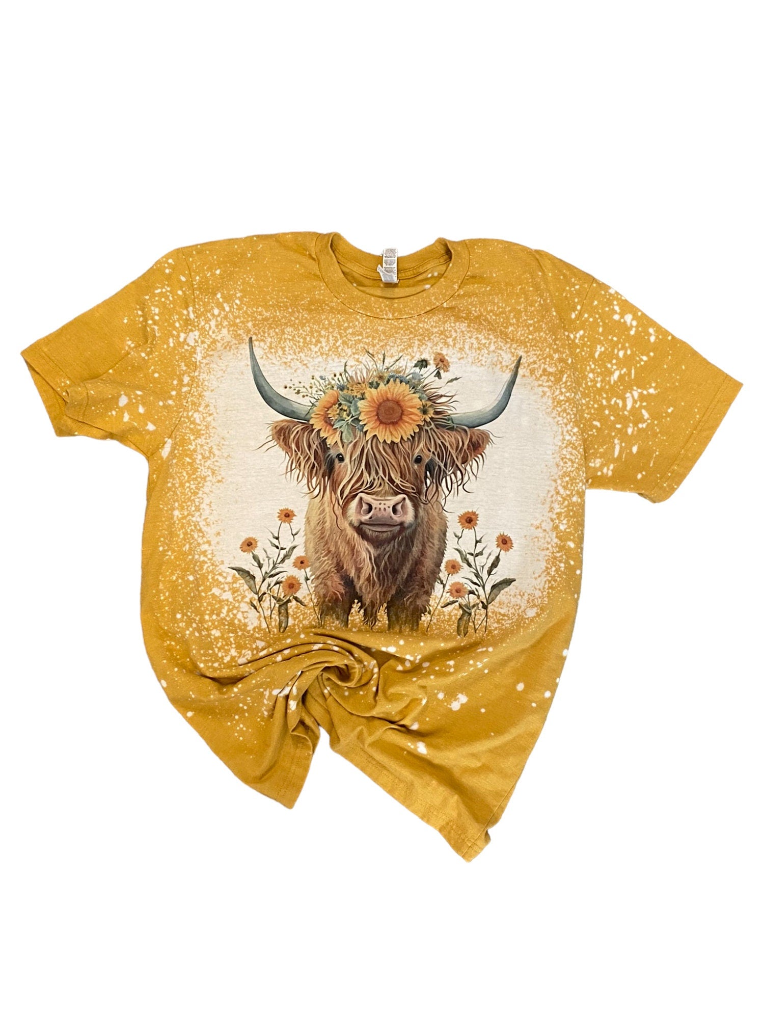 Highland Cow Shirt - Cow and sunflower Shirt - Yellow cow Shirt - Bleach Highland Cow Shirt