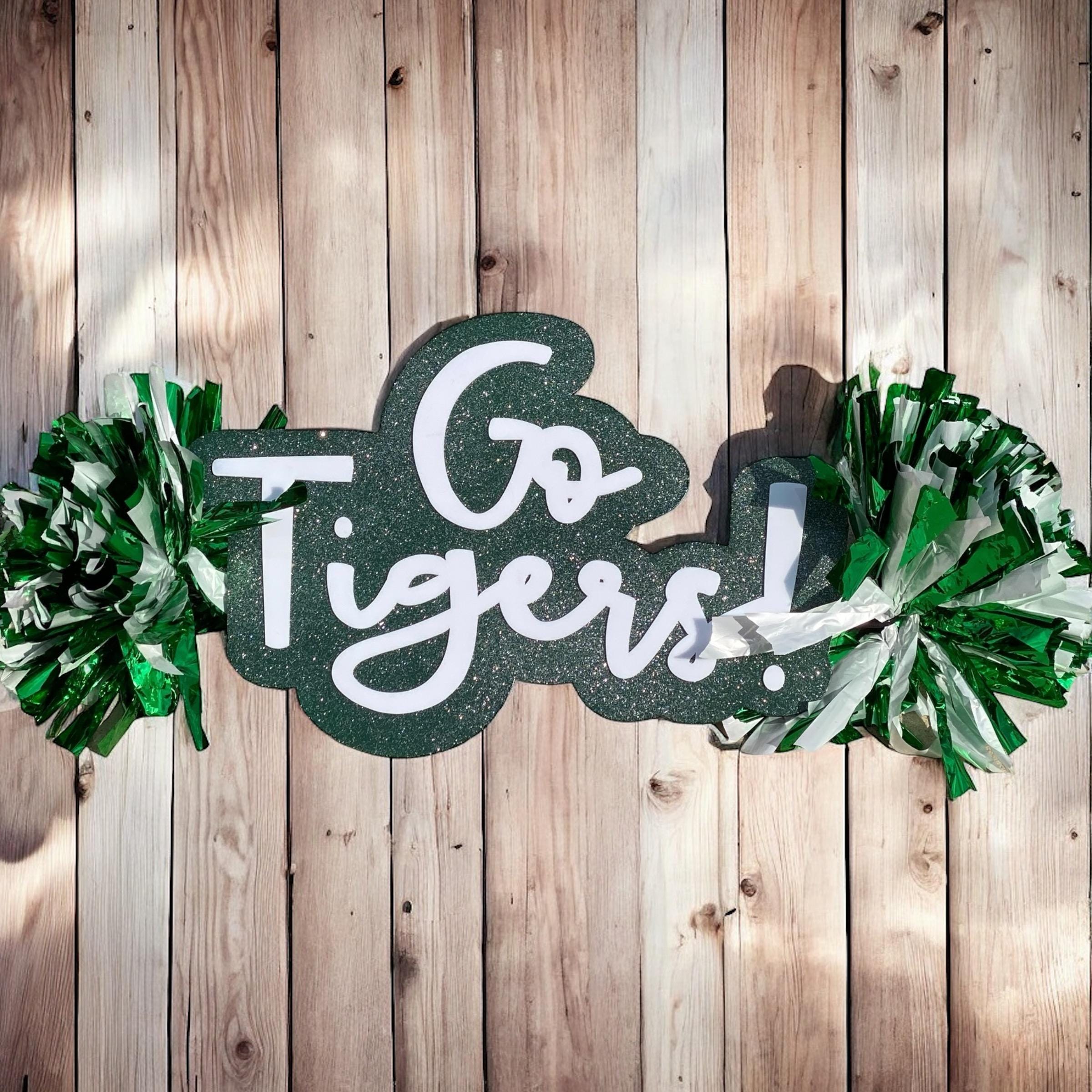 Go Panthers Red White Custom Cheer Stick  -Game Day Signs - Pom Pom Sign - Custom Cheer Stick - Personalized Name Cheer Sign - Pom Poms