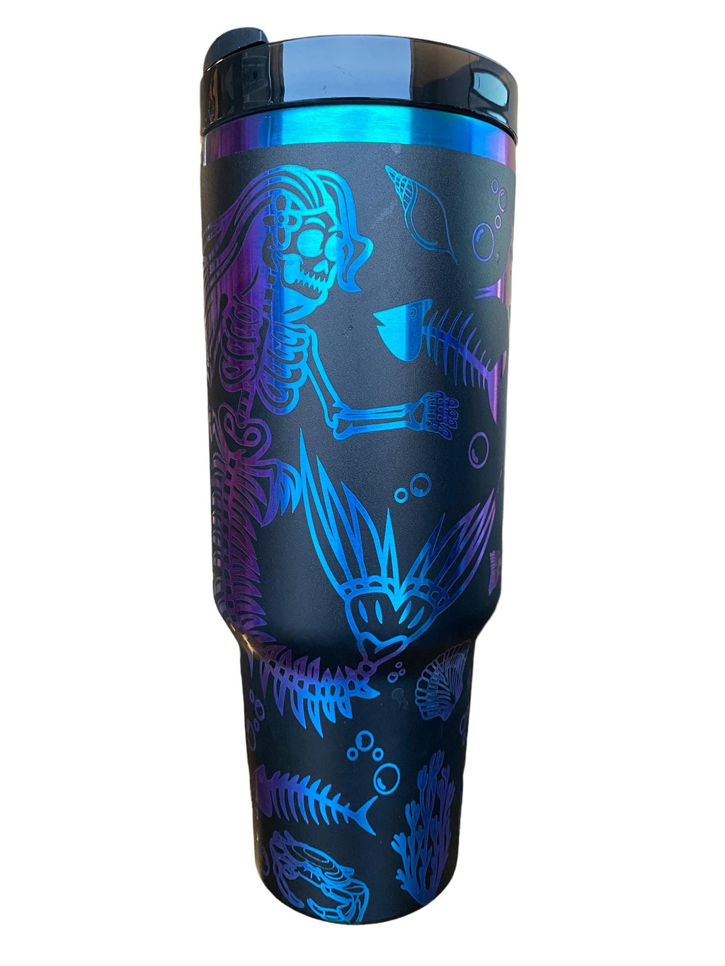 Undead Mermaid Tumbler - Mermaid Skeleton Engraved Tumbler - 40oz Engraved Tumbler - Halloween Cup - Skeli Tumbler