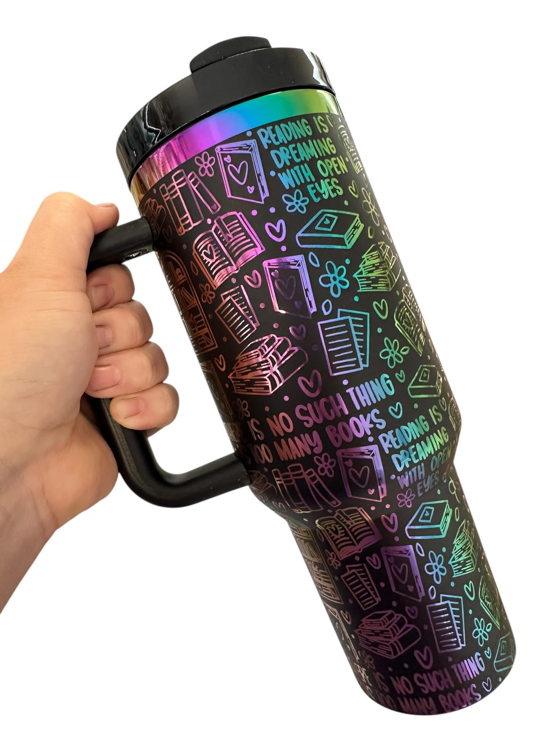 Bookworm's Dream Holographic Tumbler | Reading Is Dreaming With Open Eyes | Book Lover Gift