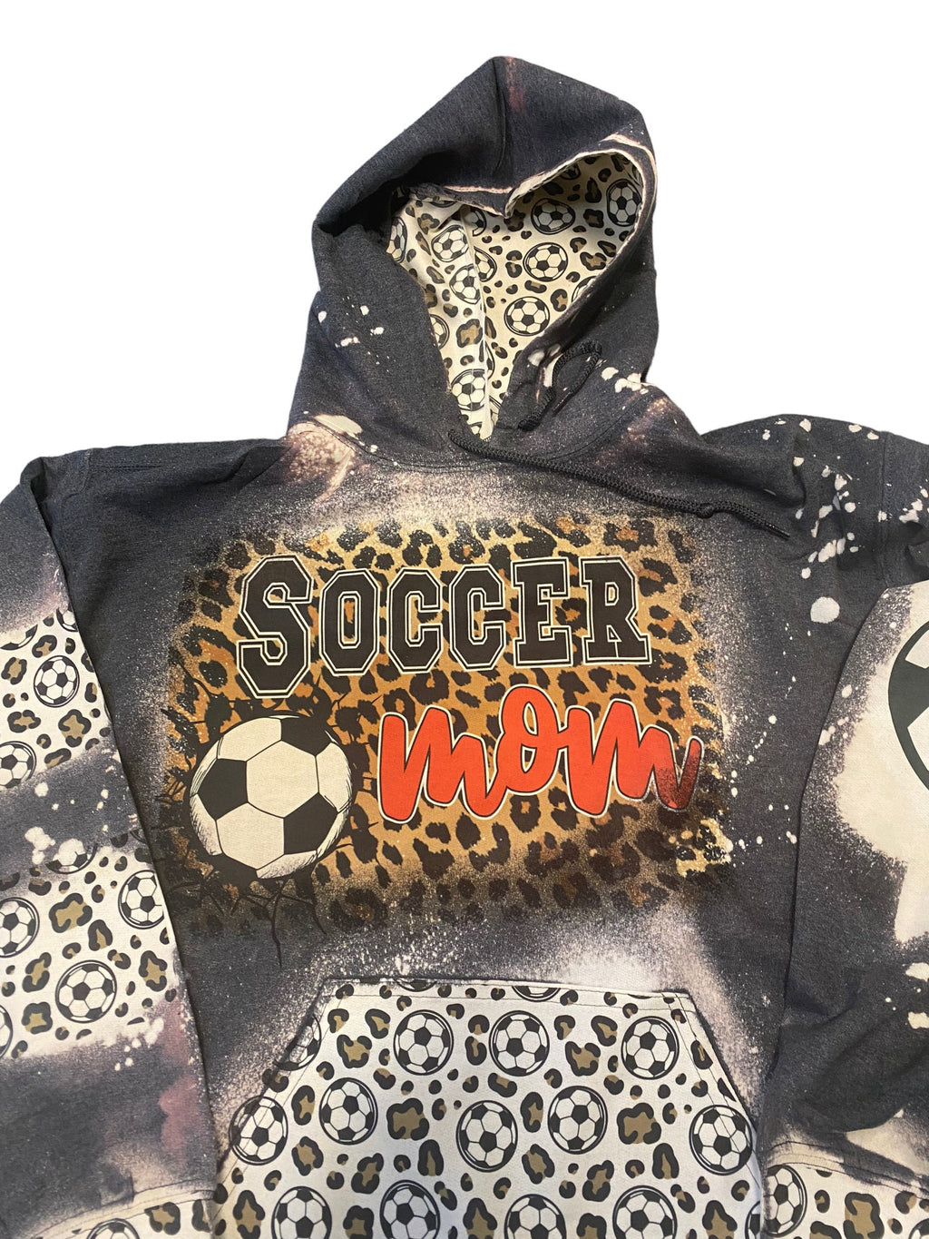Soccer Mom Bleached Hoodie -  Custom Soccer Heart with Names on Sleeve - Bleached Hoodie - Custom Hoodie - Soccer Shirt Sweatshirt