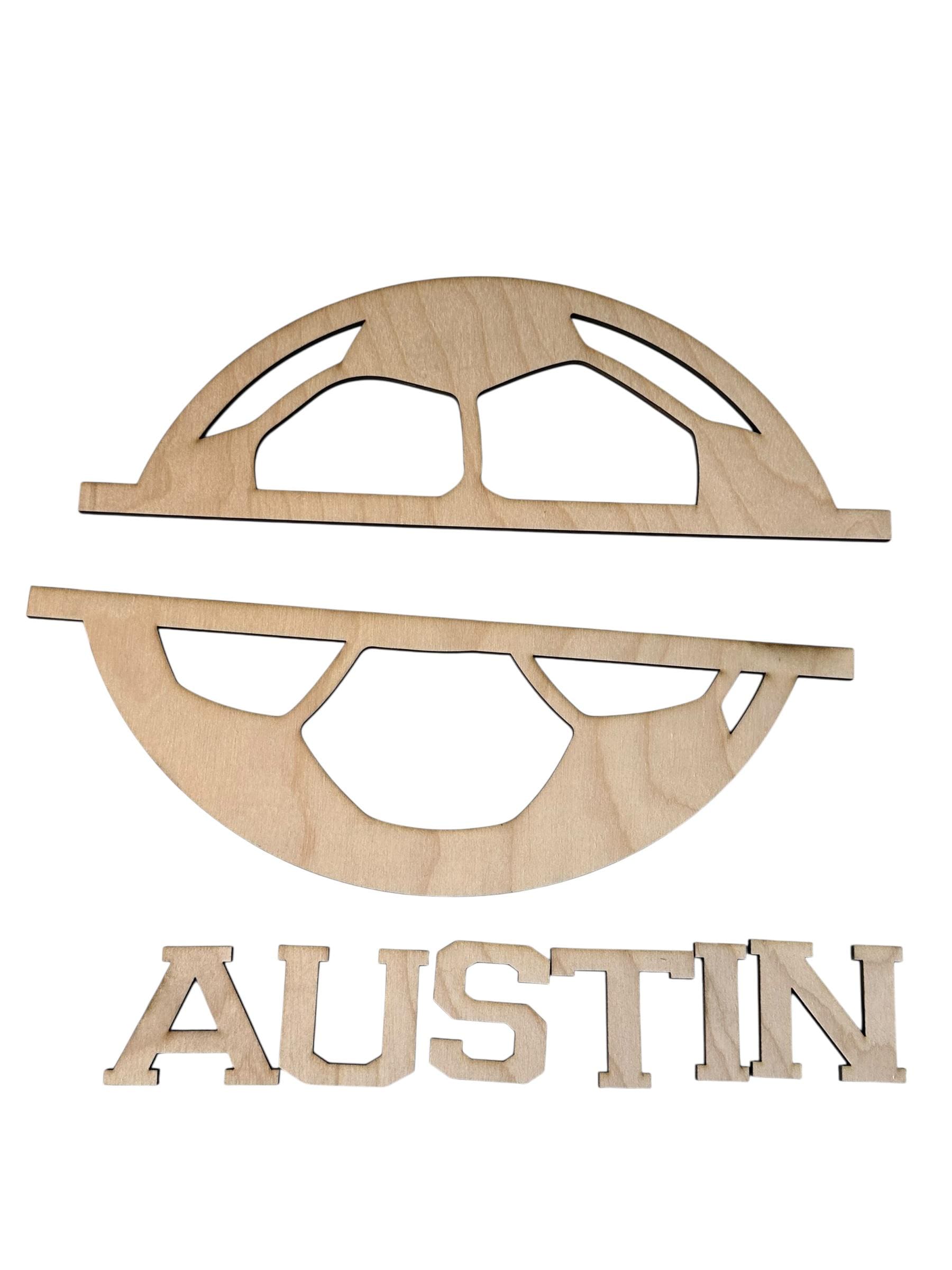 Soccer Wooden Name Cut out and Backer for DIY  Decor Personalized Wooden Name Sign |  Laser Cut Wood Names  Kids Roo| Football Cheerstick