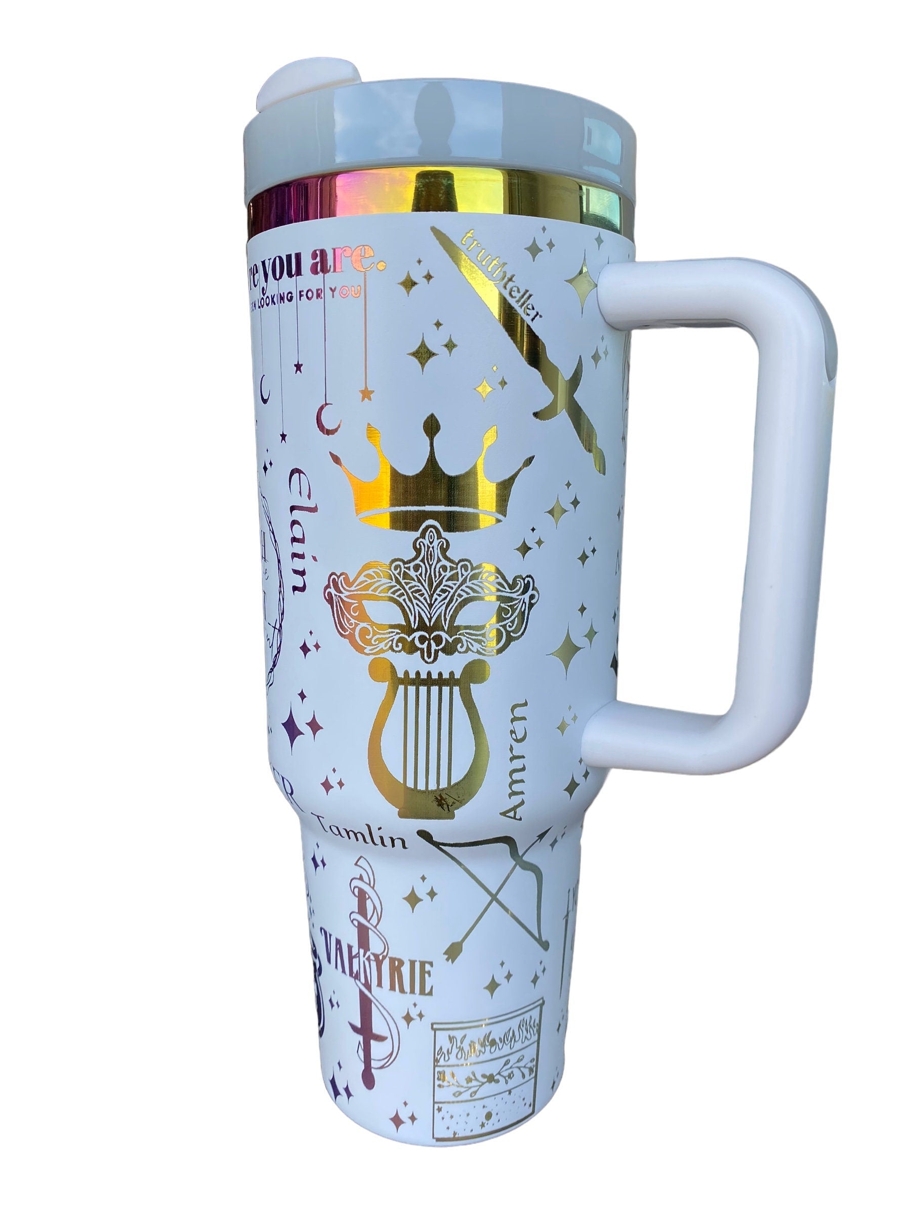 Feyre Darling Tumbler - Chromatic engraved tumbler - 40oz tumbler with handle - Book Series tumbler