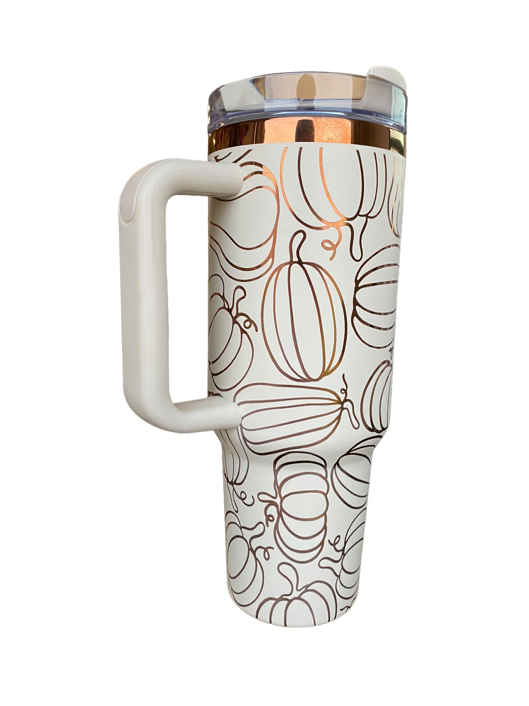 Pumpkin Spice Tumbler - Pumpkin Burst Cup - Fall tumbler -Copper and Cream Fall Tumbler Cup - Engraved Fall Tumbler - Autumn Tumbler