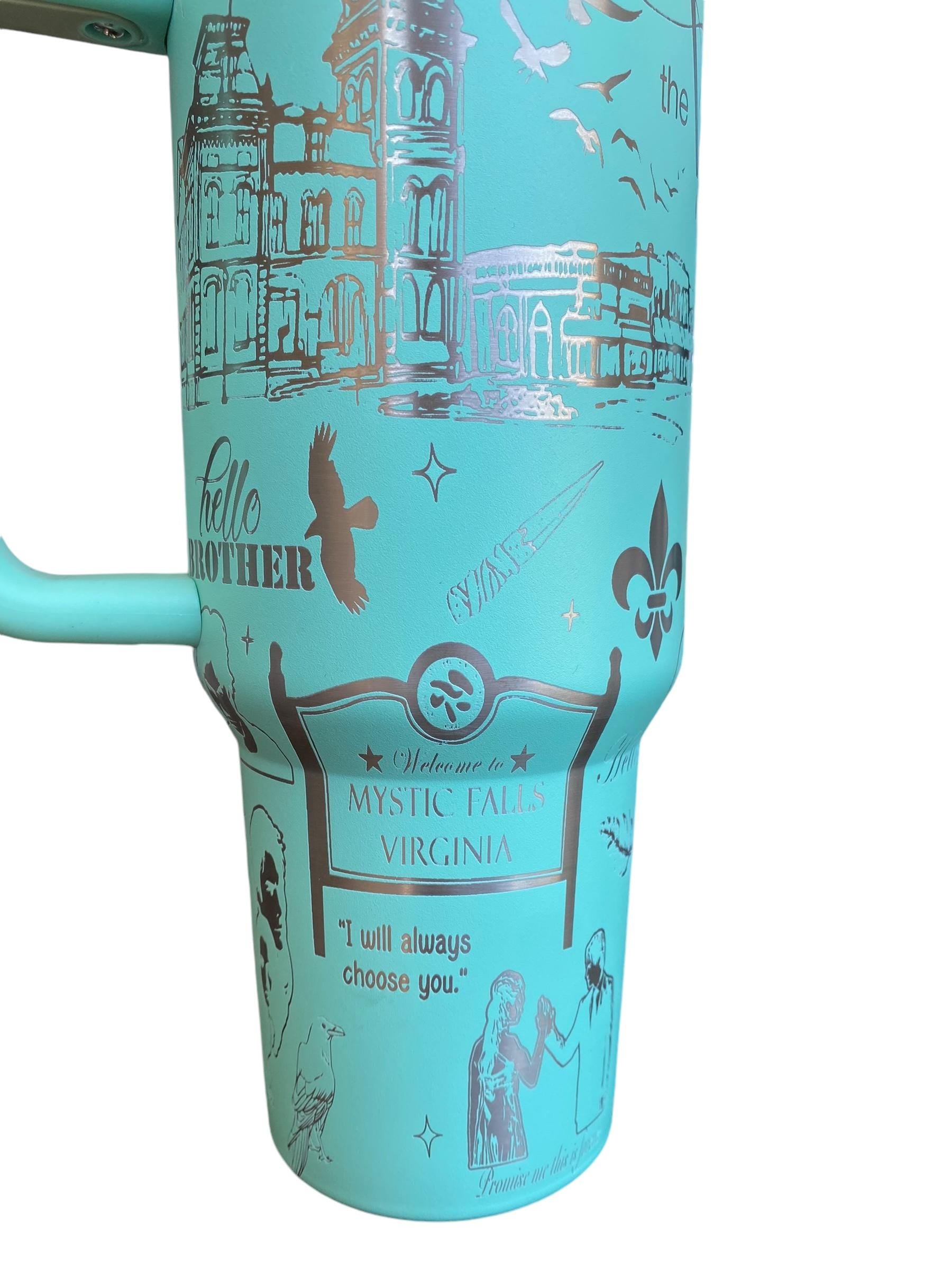 Vampire Series Cup - Book Custom Engraved Cup  - 40oz tumbler with handle - Reading Theme Tumbler