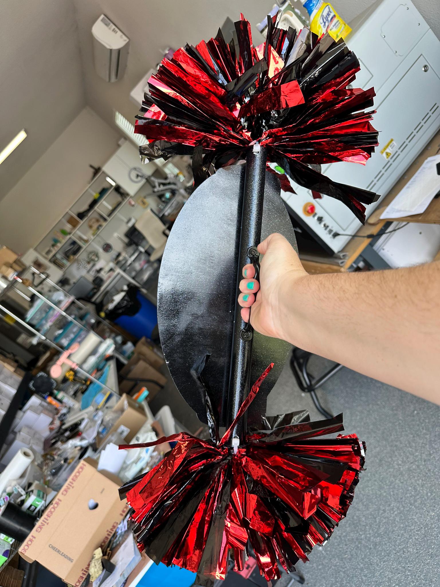 Football Pom Pom Sign Custom Cheer Stick - Game Day Signs - Custom Cheer Stick - Personalized Name Cheer Sign - Sport Mom Sign - Pom Poms