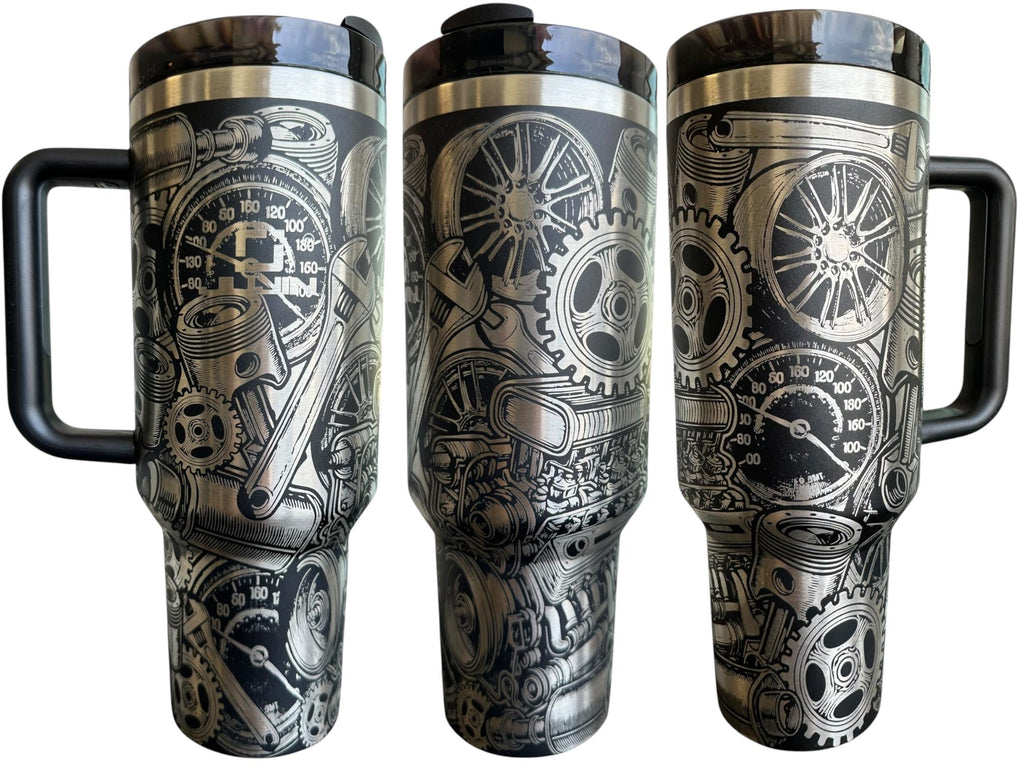 Motor engraved Tumbler - Engine Cup - Gear head Cup - Dirty Hands Clean Money - Gift for Him - Mechanic Cup - Blue Collar Guy - Father's day