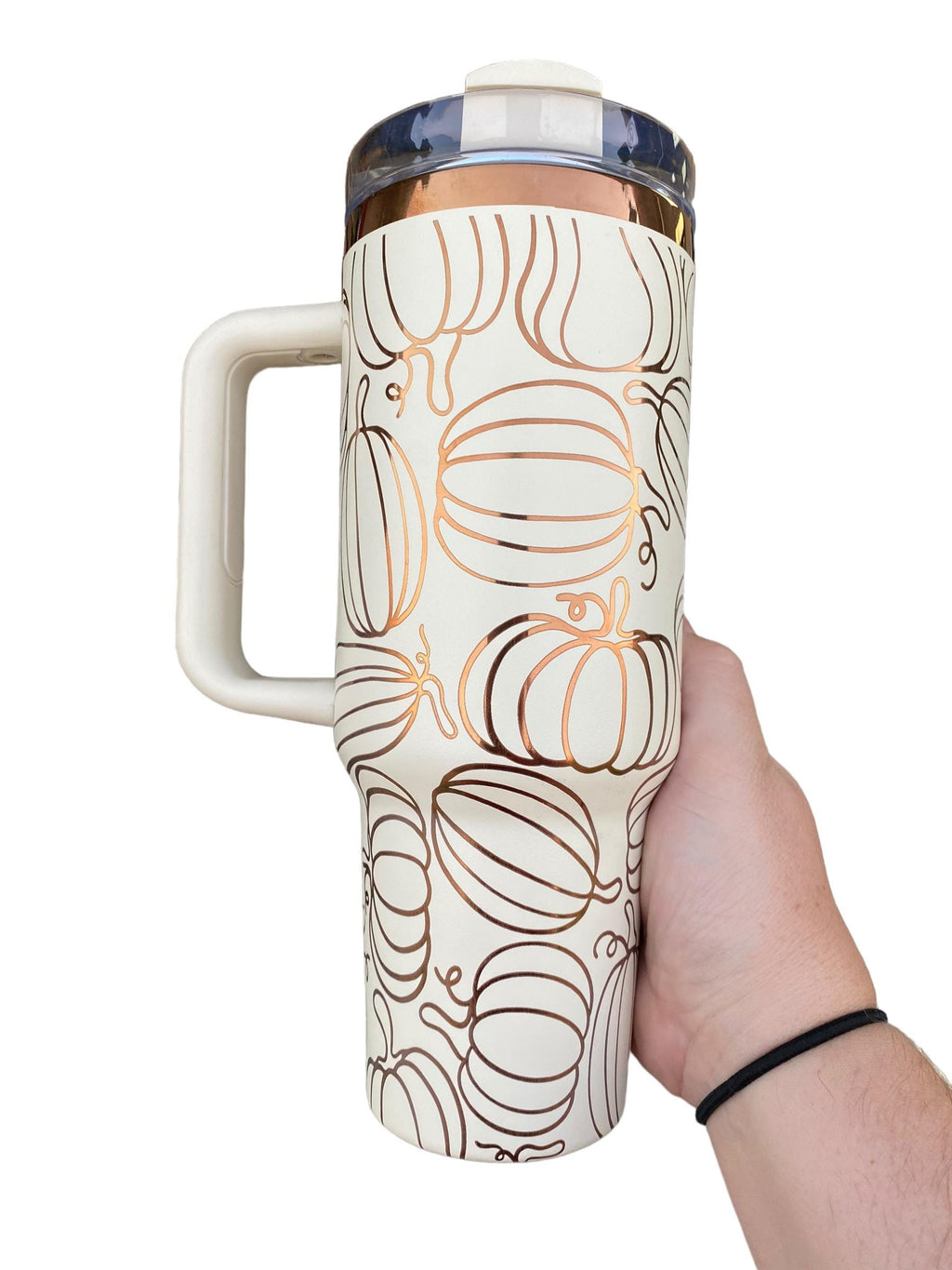 Pumpkin Spice Tumbler - Pumpkin Burst Cup - Fall tumbler -Copper and Cream Fall Tumbler Cup - Engraved Fall Tumbler - Autumn Tumbler