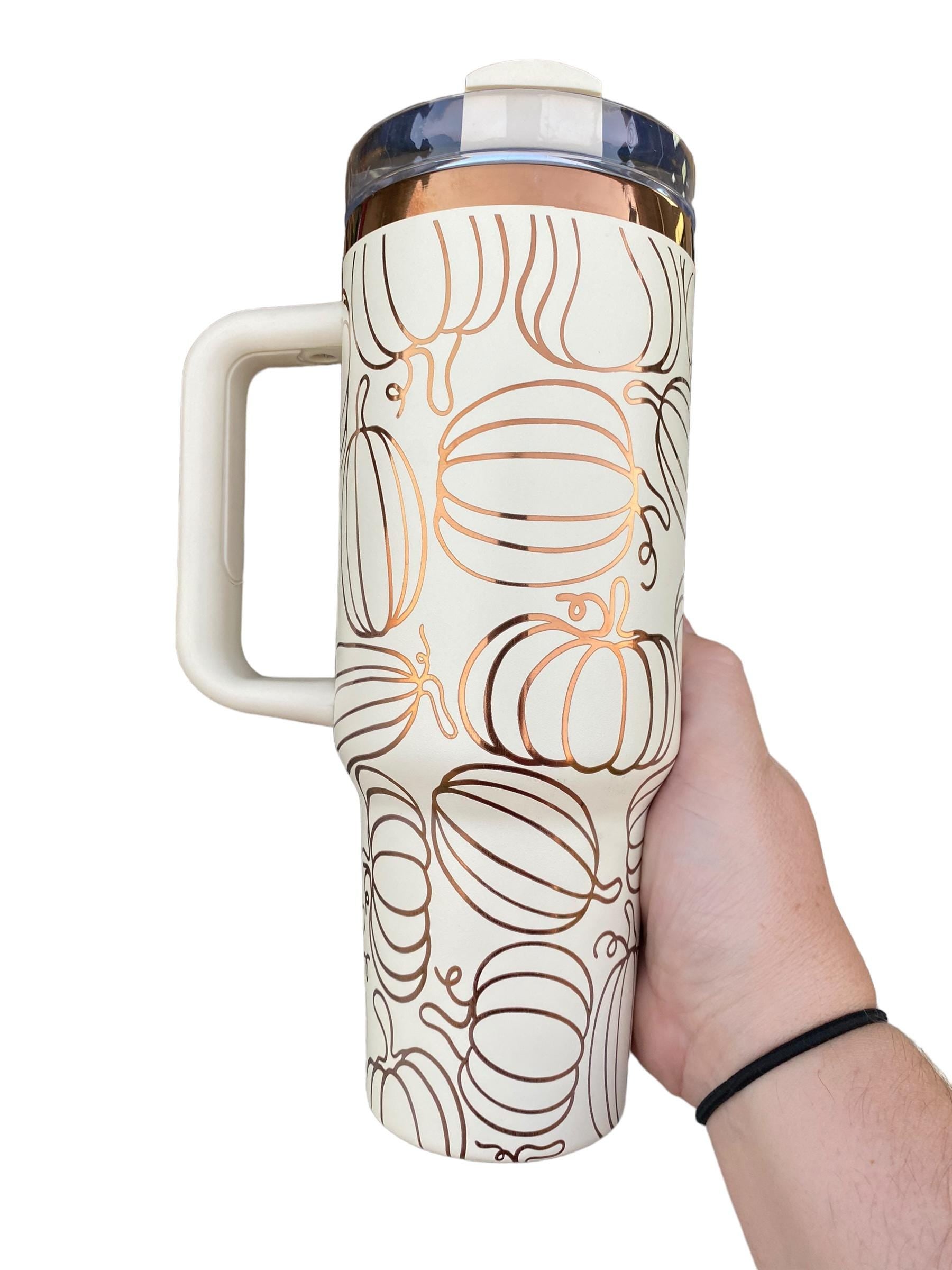 Pumpkin Spice Tumbler - Pumpkin Burst Cup - Fall tumbler -Copper and Cream Fall Tumbler Cup - Engraved Fall Tumbler - Autumn Tumbler
