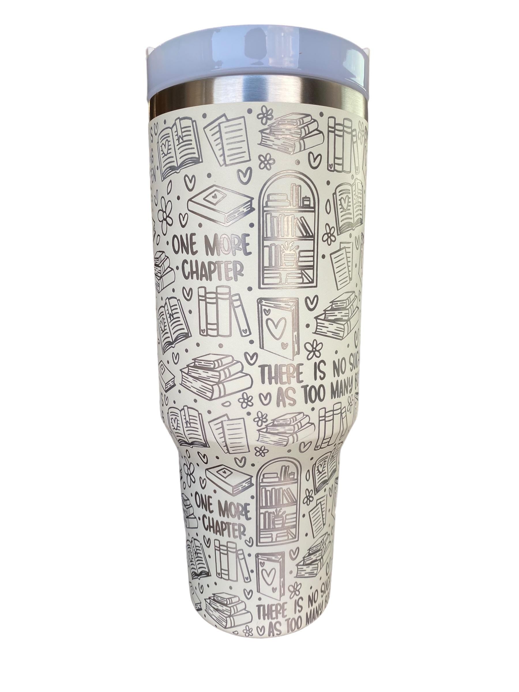 Reading is Dreaming With Your Eyes Open Engraved Cup - Book Community Custom Engraved Cup - 40oz tumbler with handle - Reading Theme Tumbler