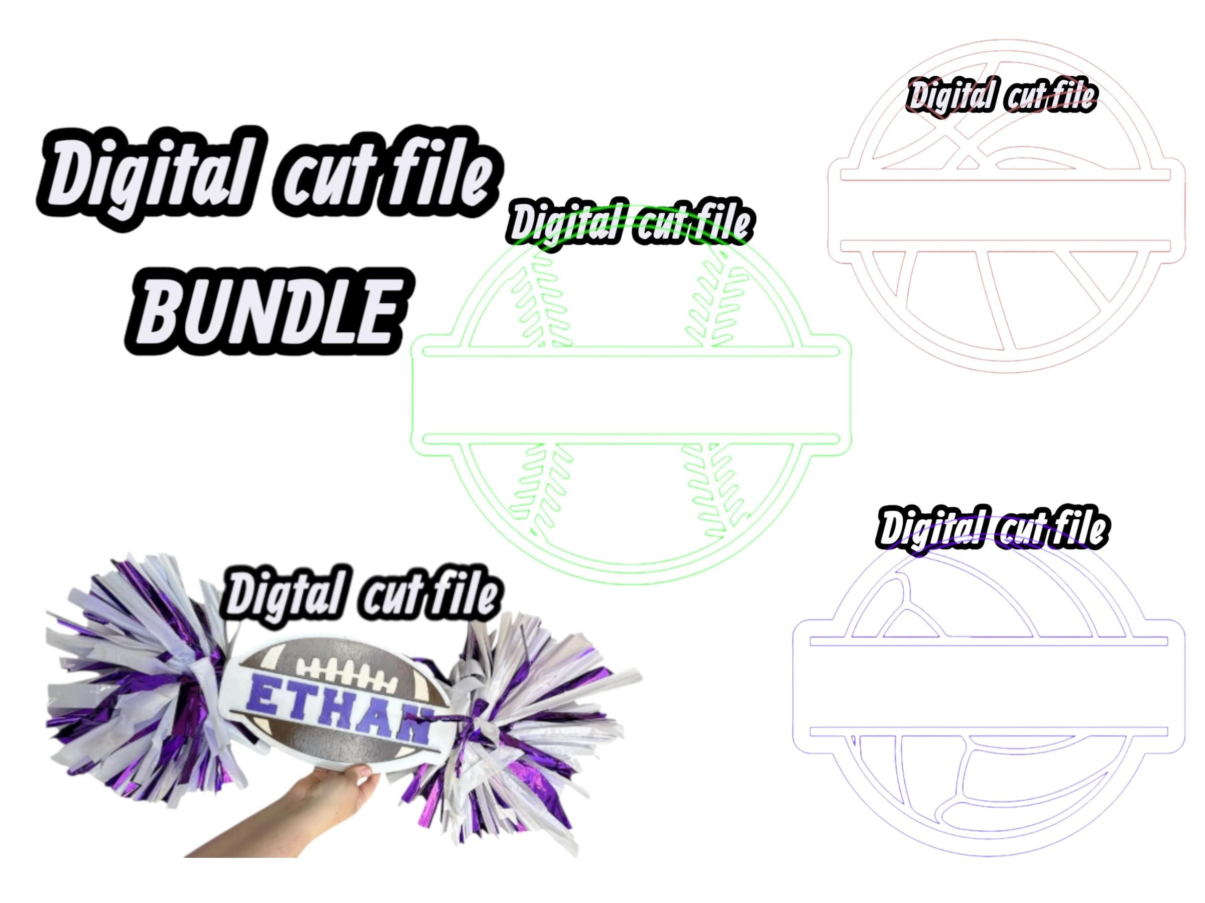 Cheerstick SVG  BUNDLE - Image Used to Cut Wooden Cut out for CheerSticks - Football - Basketball - Baseball - Volleyball