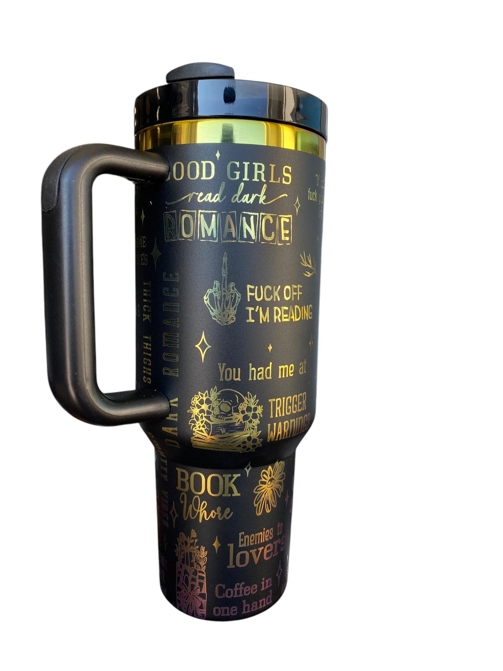 Smut Queen Black Rainbow - Dark Romance Reader Tumbler -  Engraved Cup - Custom Engraved Cup   40oz tumbler with handle - Romance Book Theme