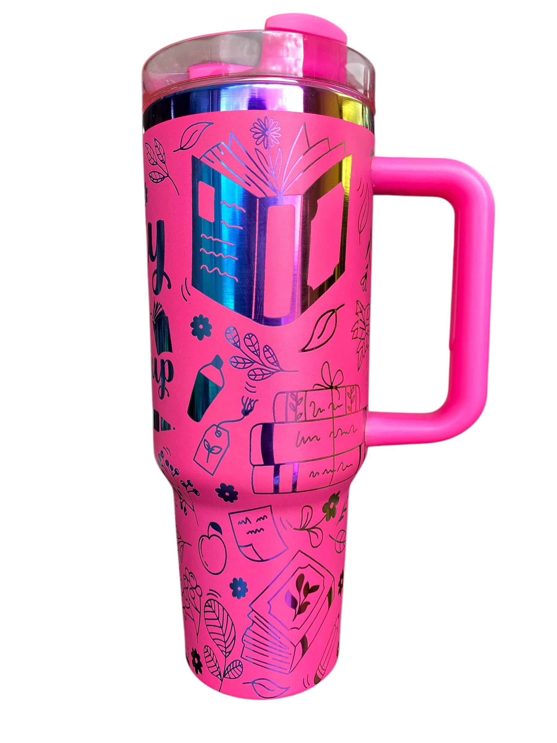 Sorry I'm All Booked Up Tumbler - Bookish Engraved Cup - Book Community Custom Engraved Cup  - 40oz tumbler with handle - Reading Theme