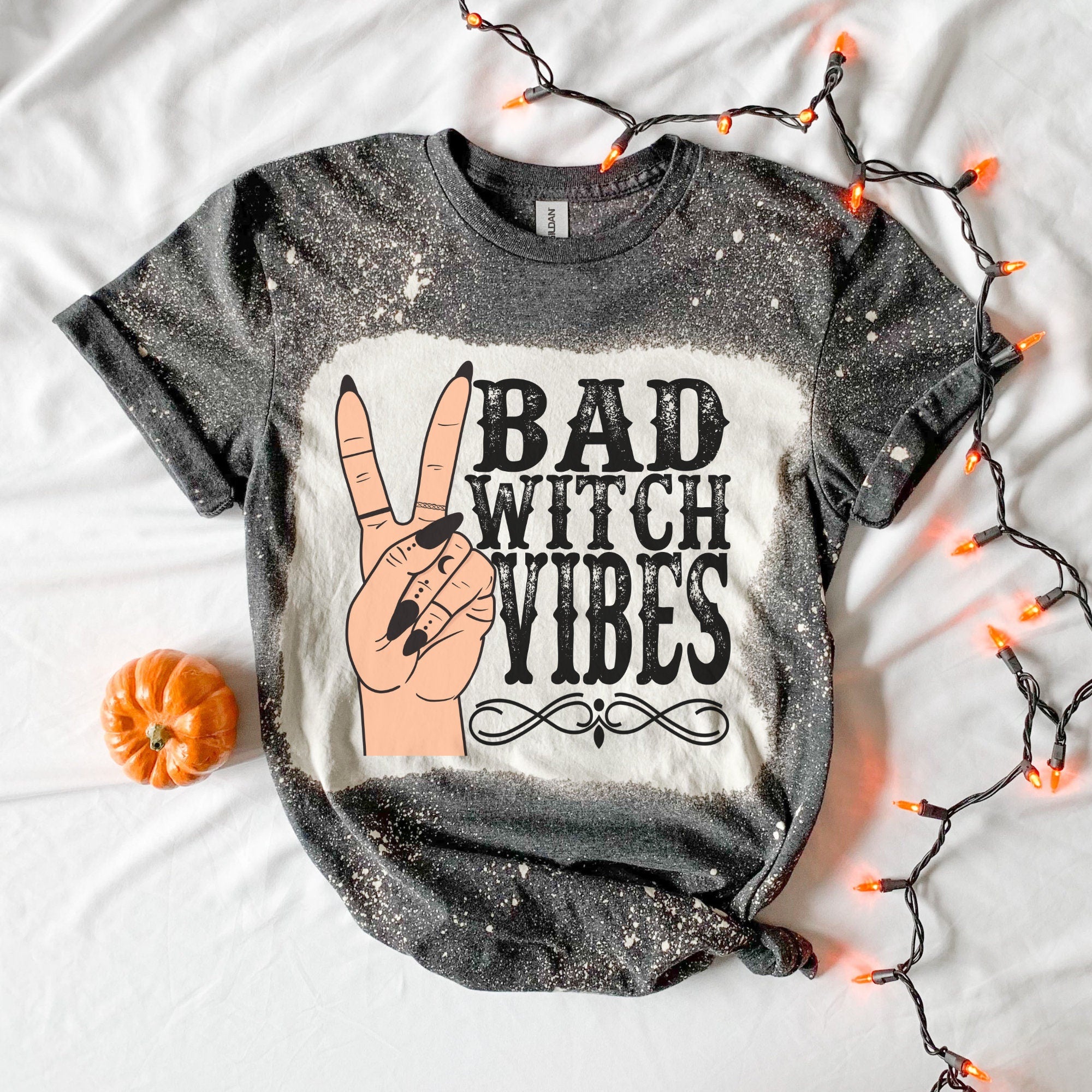 Bad Witch Vibes Shirt - Witchy Shirt - Purple witch Shirt- bleached T-shirt - Fall shirt - Halloween shirt