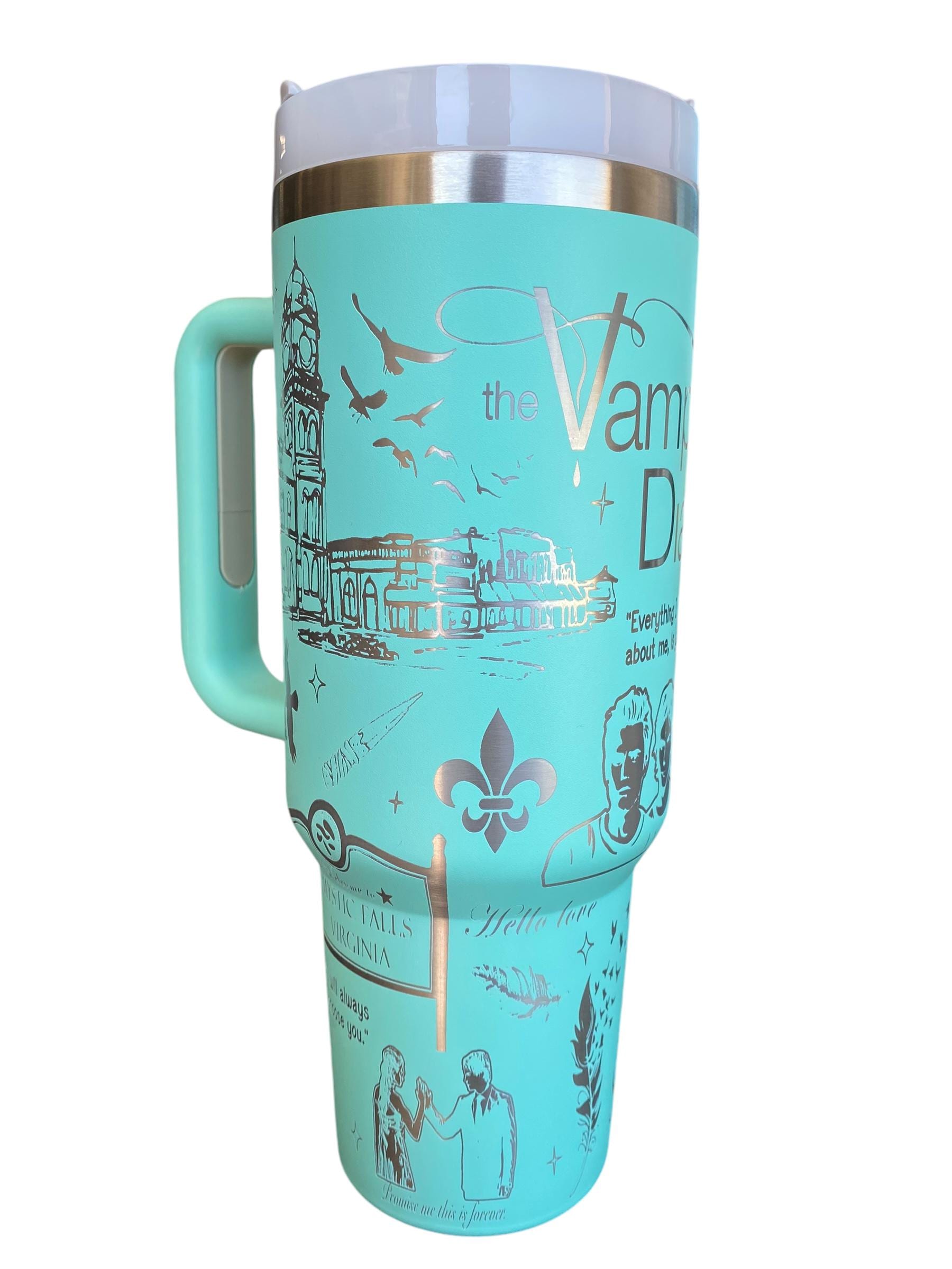 Vampire Series Cup - Book Custom Engraved Cup  - 40oz tumbler with handle - Reading Theme Tumbler