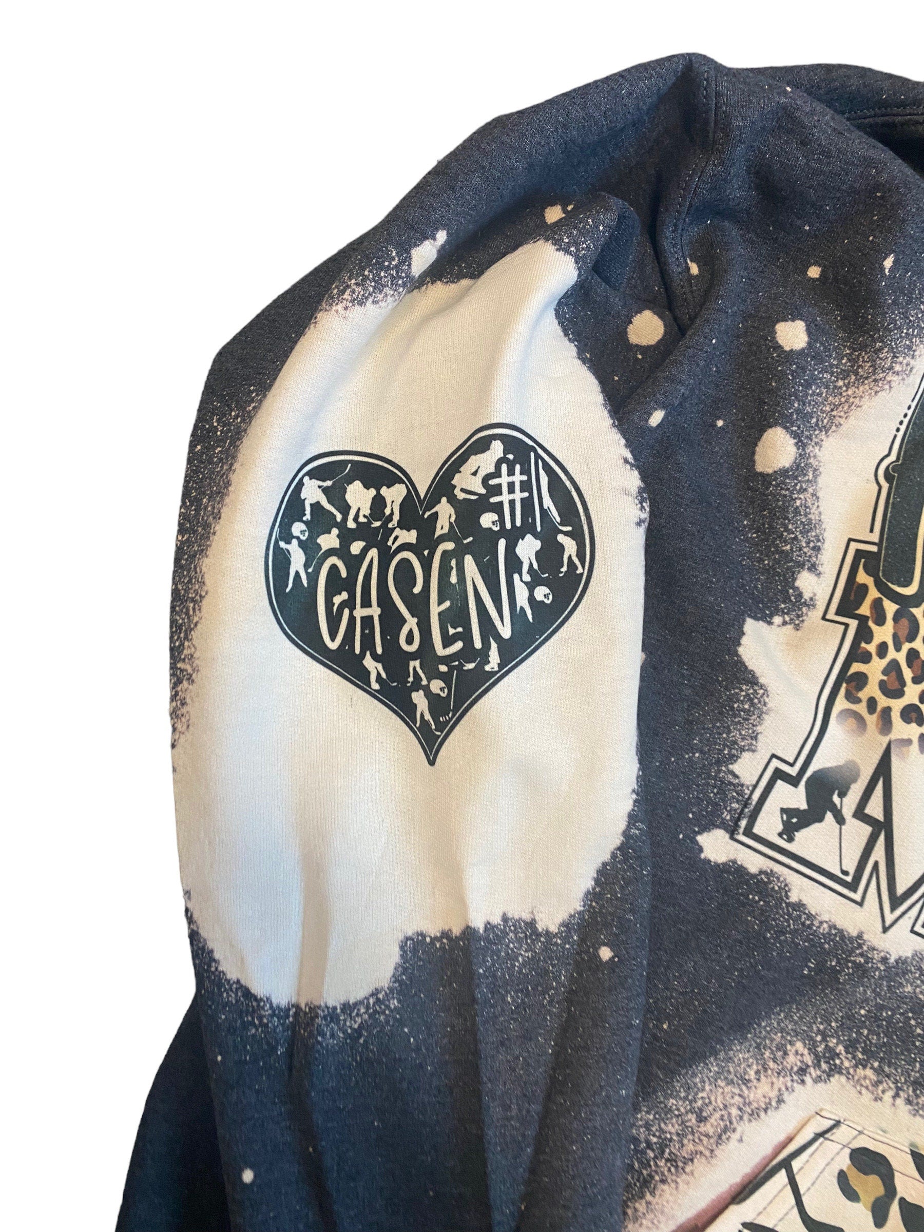 Hockey Mom Bleached Hoodie - Custom Color Hockey hoodie -Hockey Mom Sweatshirt, Bleached Sweatshirt, Hockey Mom Shirt Personalized Hockey