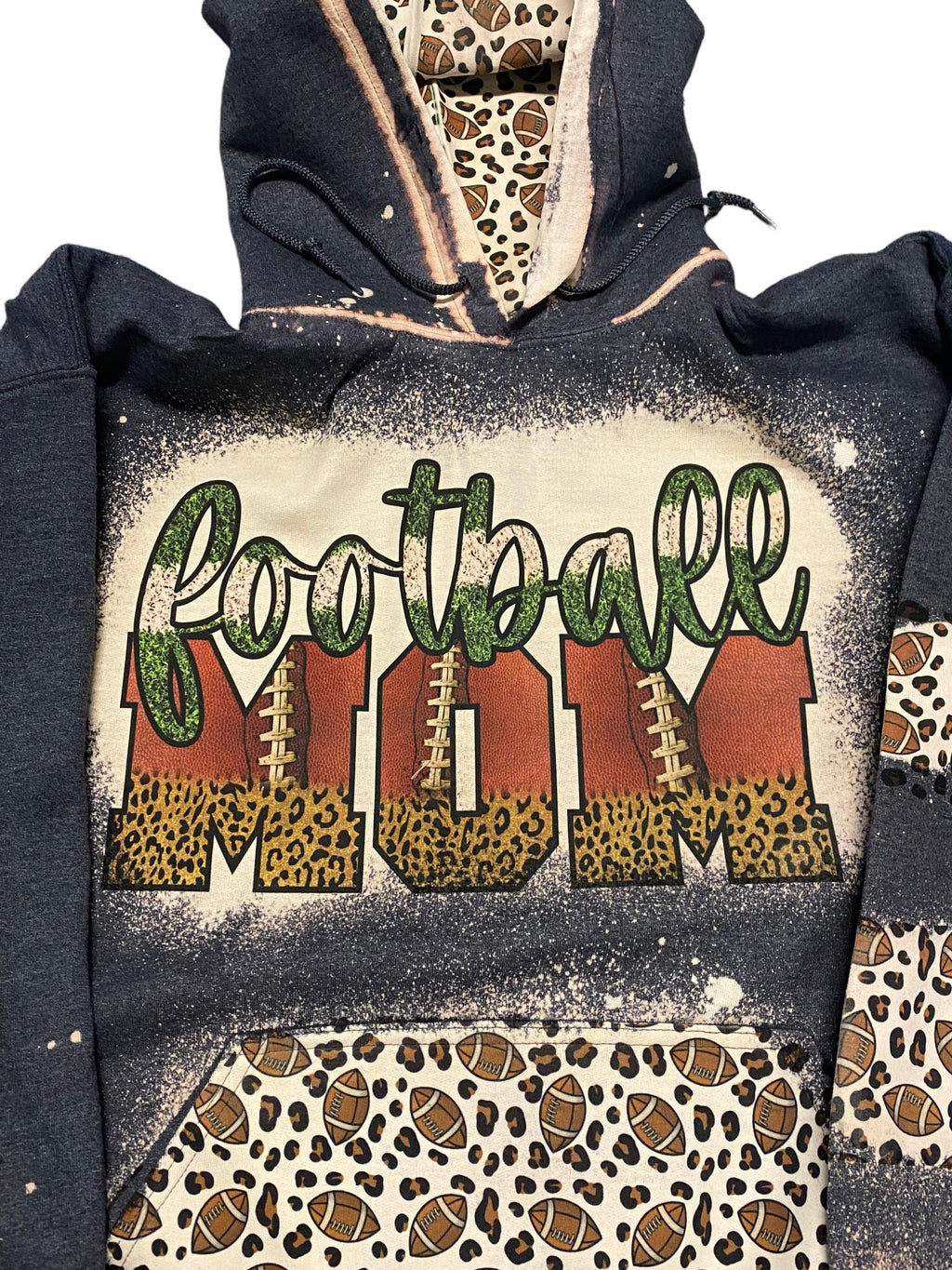 Football Mom Bleached Hoodie -Football Mom Sweatshirt - Bleached Hoodie - Custom Hoodie - Football Shirt Sweatshirt