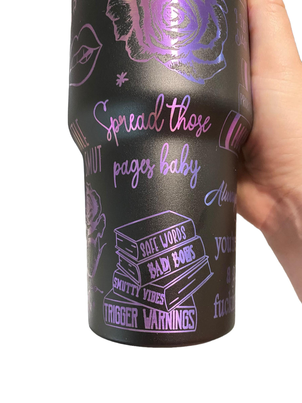 Smutty Book Club Tumbler -  Engraved Cup - Custom Engraved Cup  - 40oz tumbler with handle - Dark Romance Book Theme Tumbler